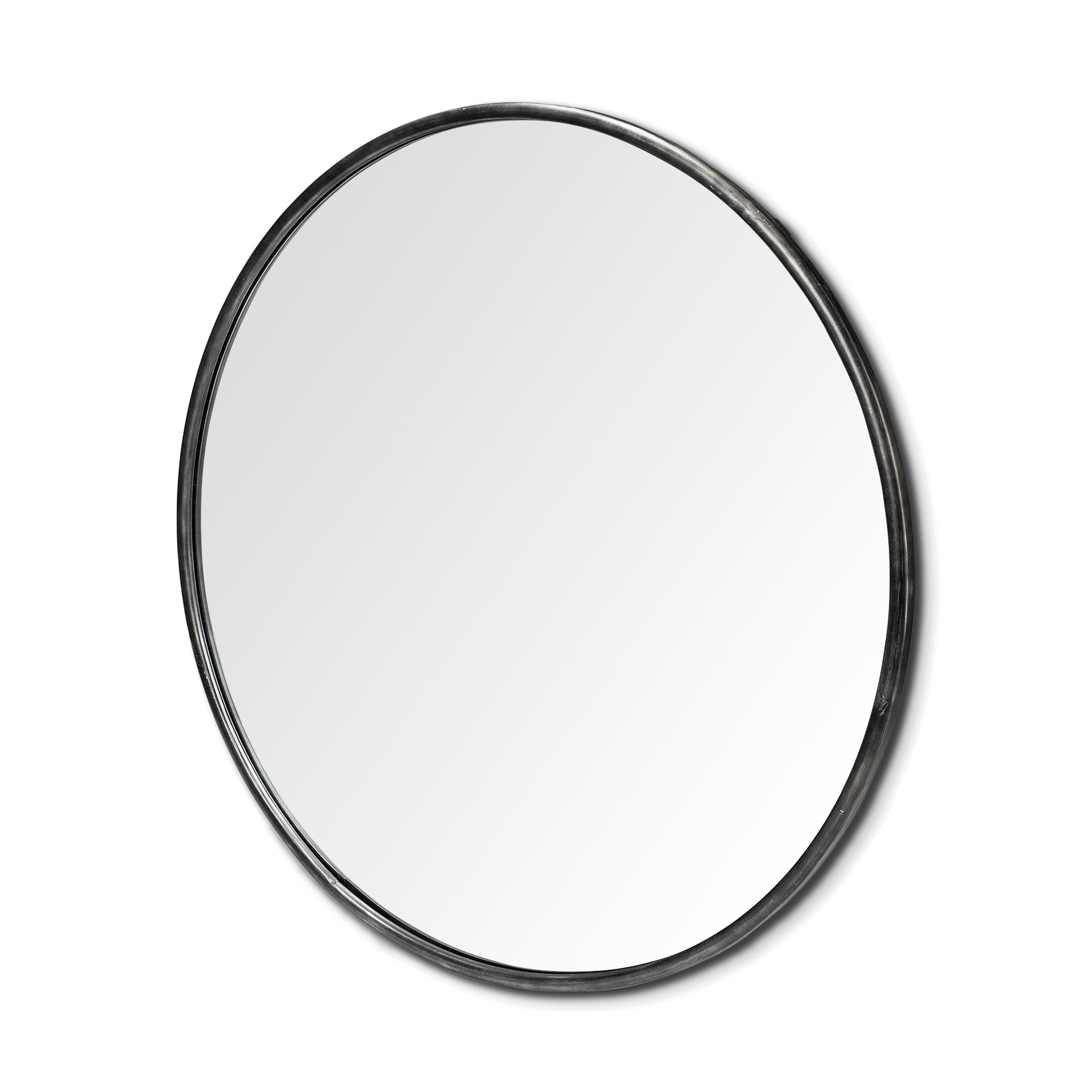 Piper 47.2L x 1.0W x 47.2H Large Black Metal Round Wall Mirror - Central Designs