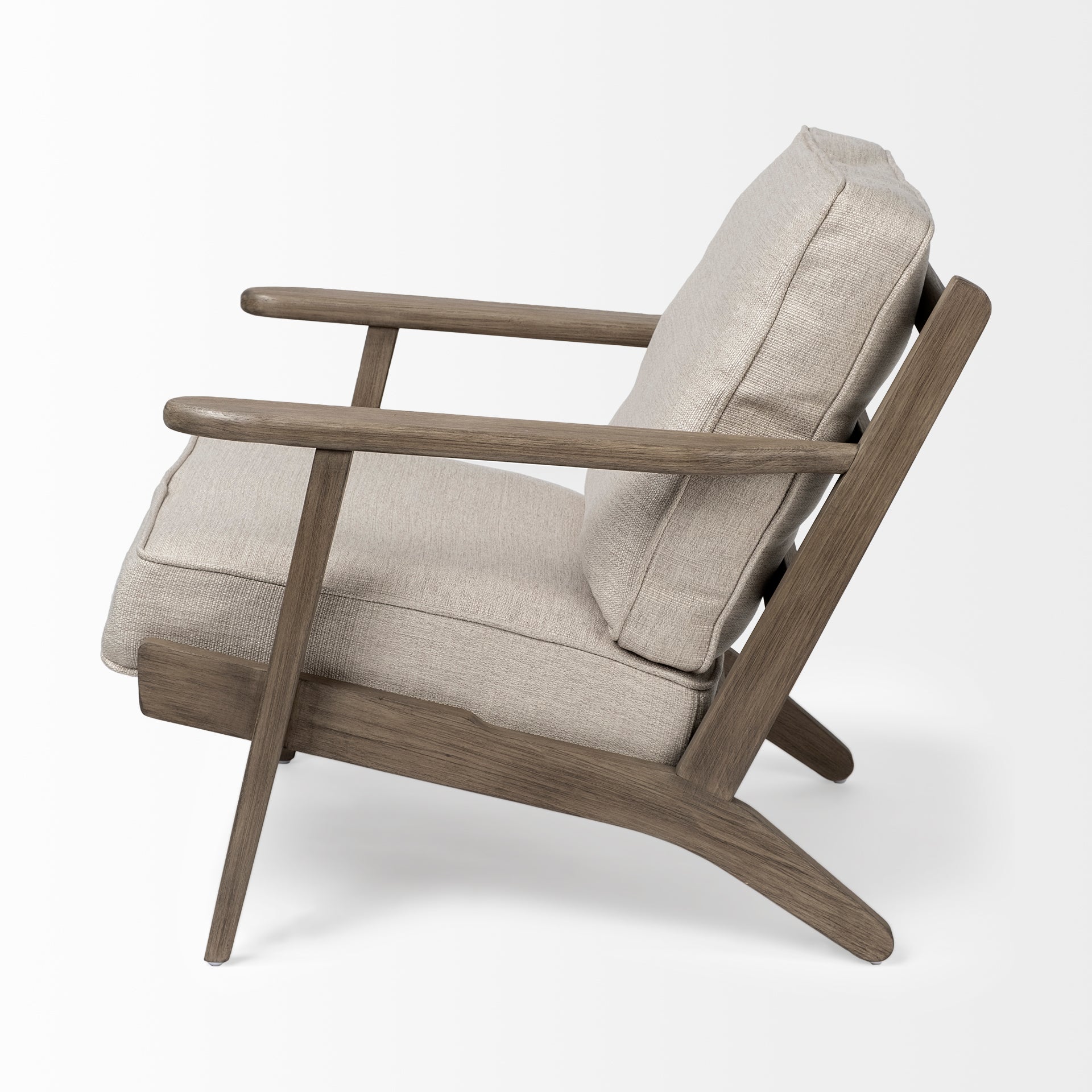 Olympus VI Beige Fabric Wrapped Wooden Frame Accent Chair