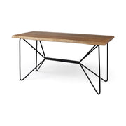 Papillion IV 60L x 26W Natural Solid Wood and Live Edge Iron Office Desk