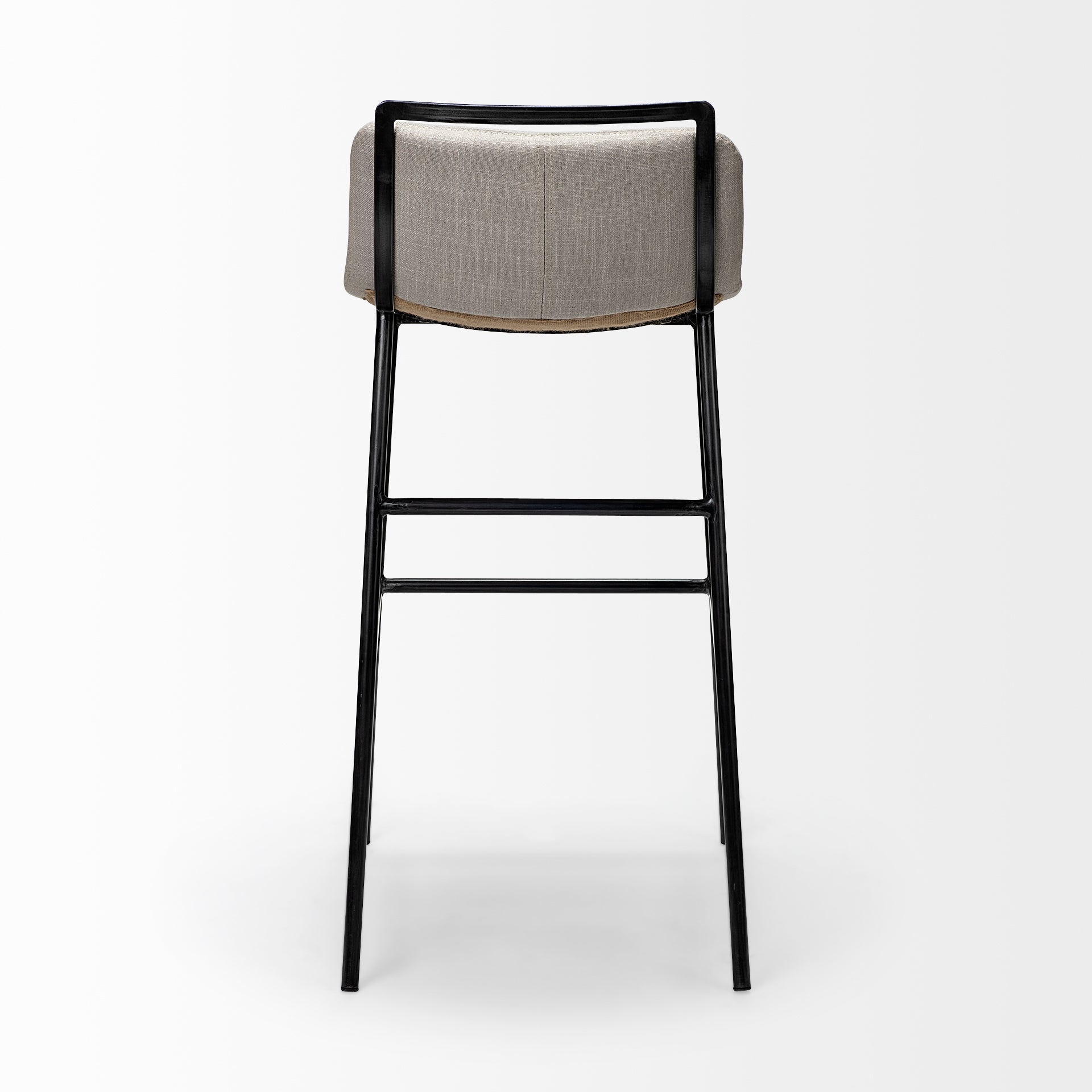 Kavalan 37.5" Total Height Beige Upholstered Seat Gray Metal Frame Bar Stool