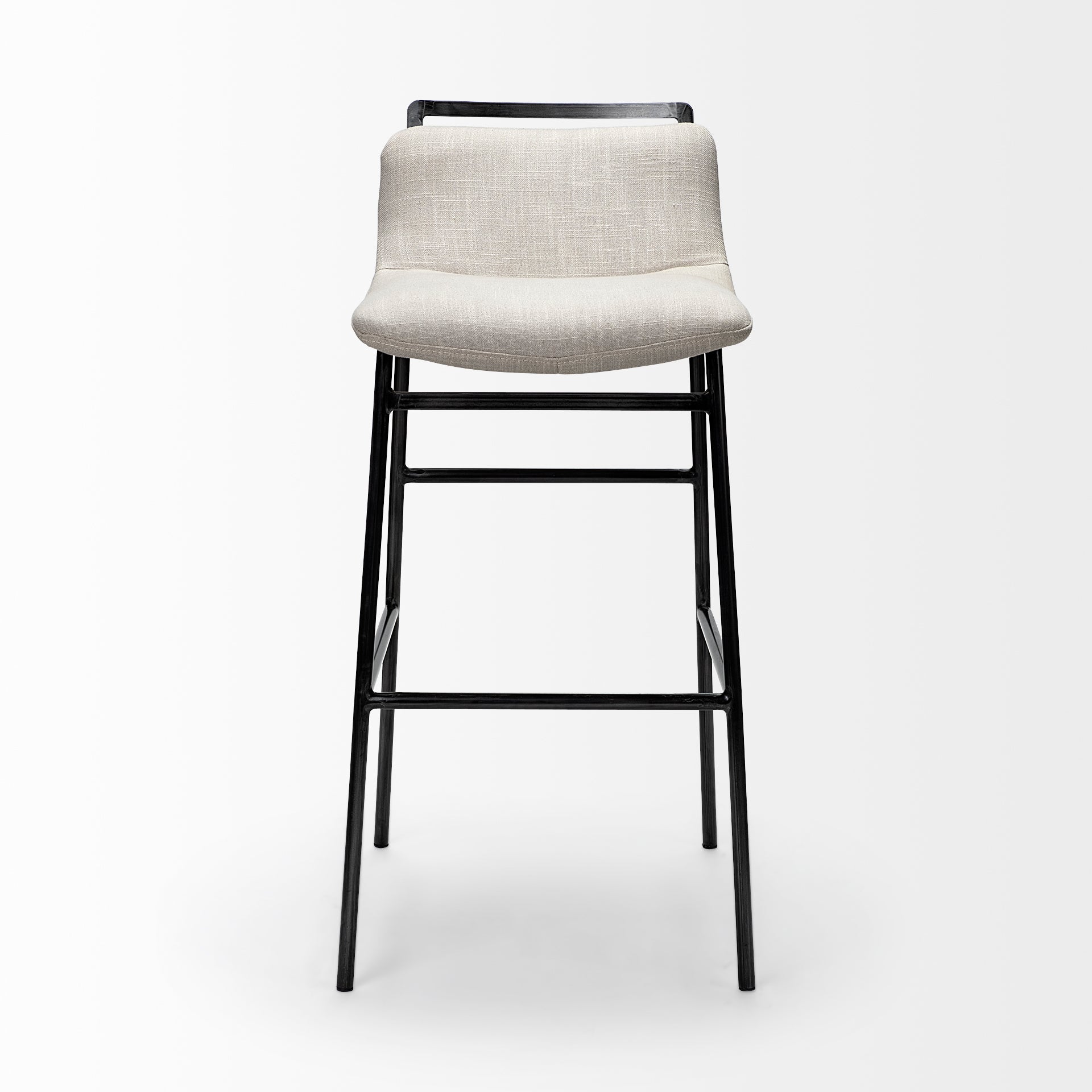 Kavalan 37.5" Total Height Beige Upholstered Seat Gray Metal Frame Bar Stool