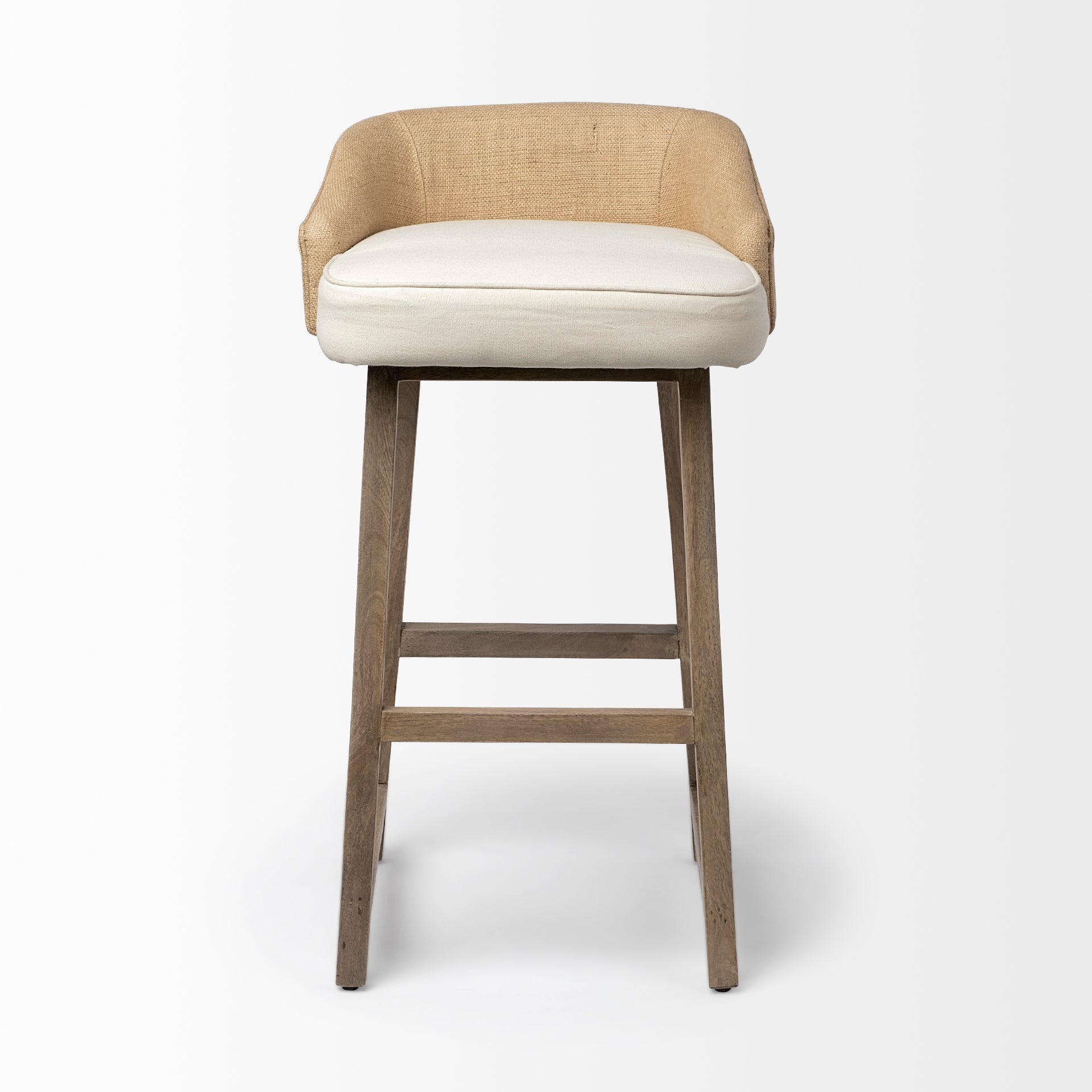 Monmouth 30.5" Seat Height Cream/Beige Fabric Seat Brown Wood Frame Bar Stool - Central Designs