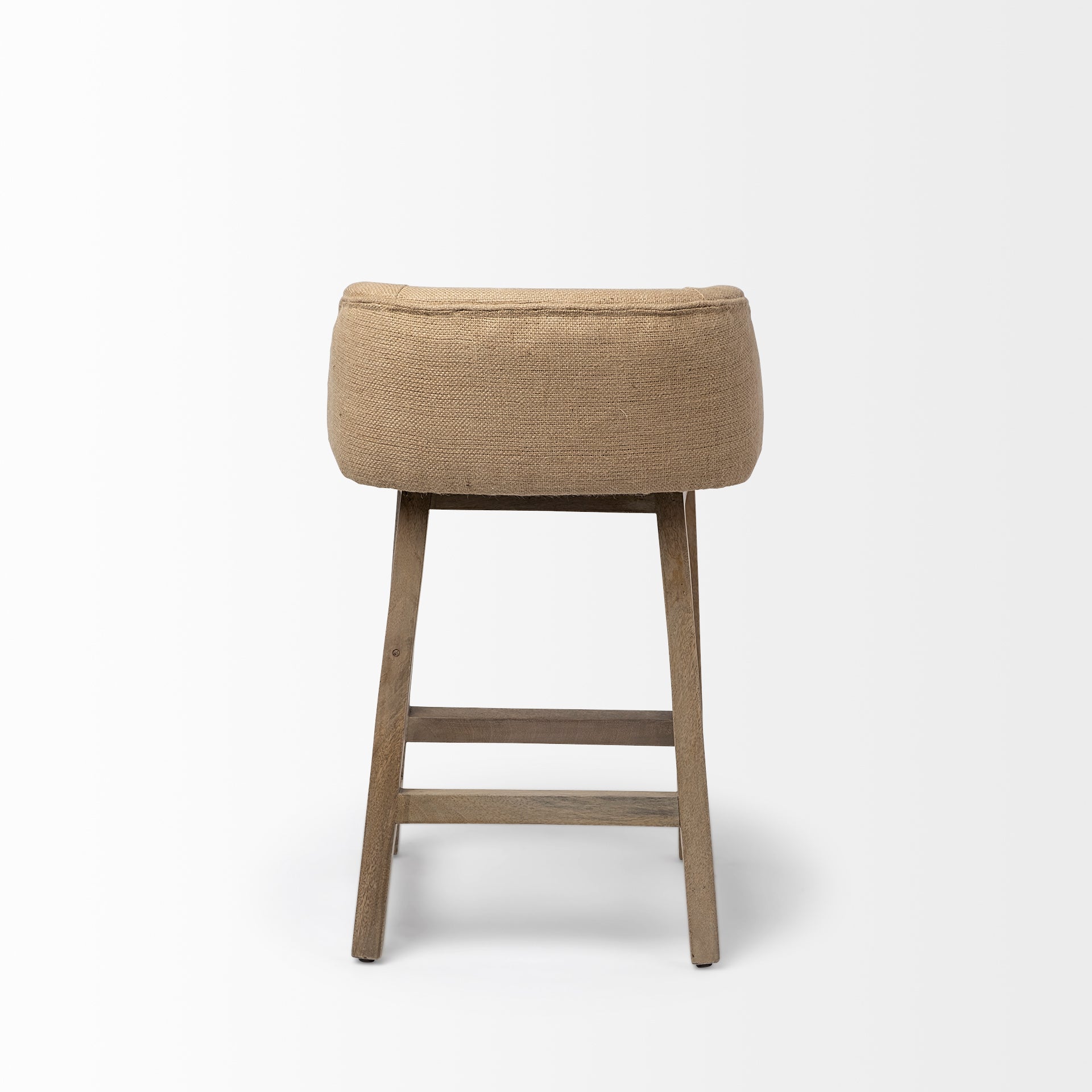 Monmouth 24.25" Seat Height Cream/Beige Fabric Seat Brown Wood Frame Counter Stool