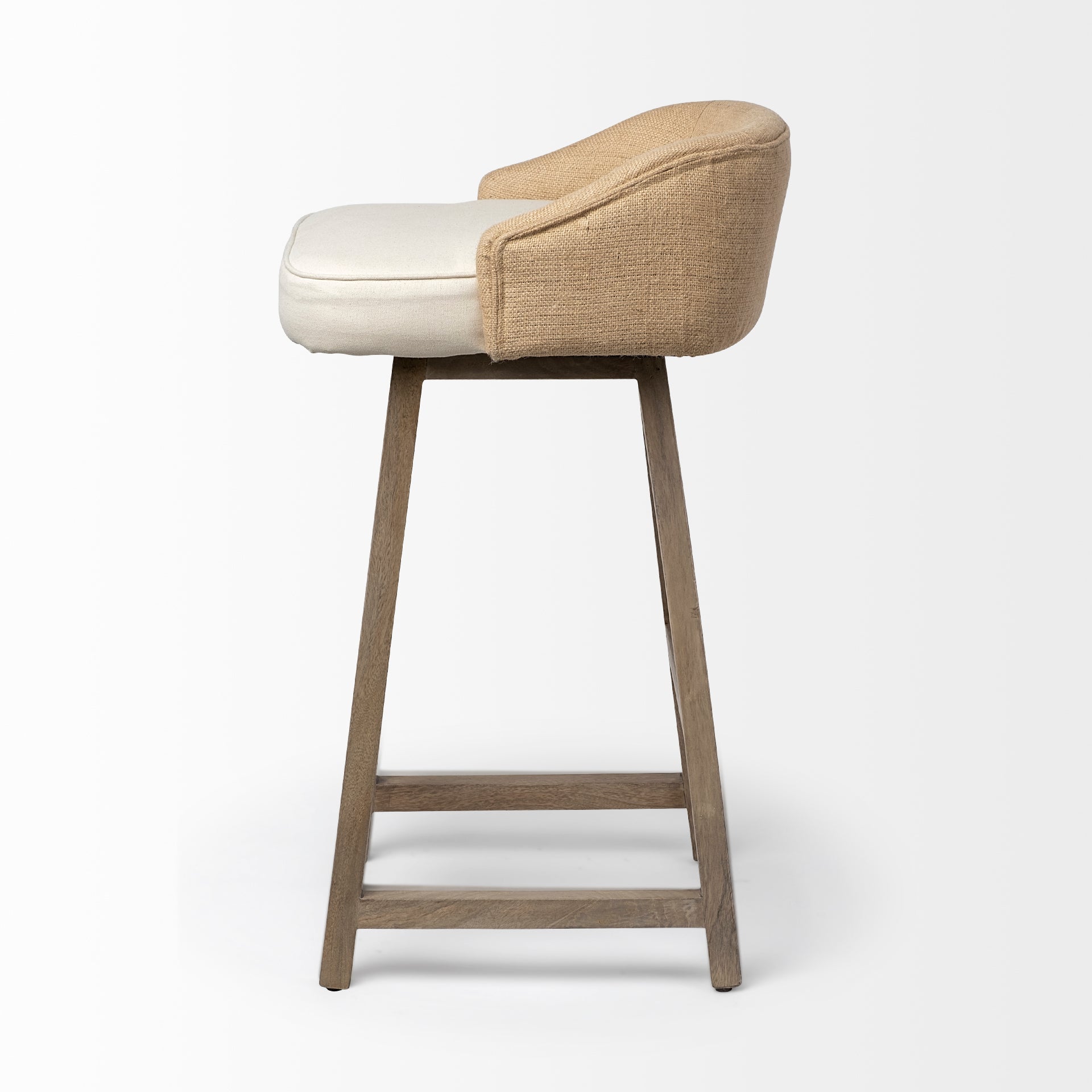 Monmouth 30.5" Seat Height Cream/Beige Fabric Seat Brown Wood Frame Bar Stool - Central Designs