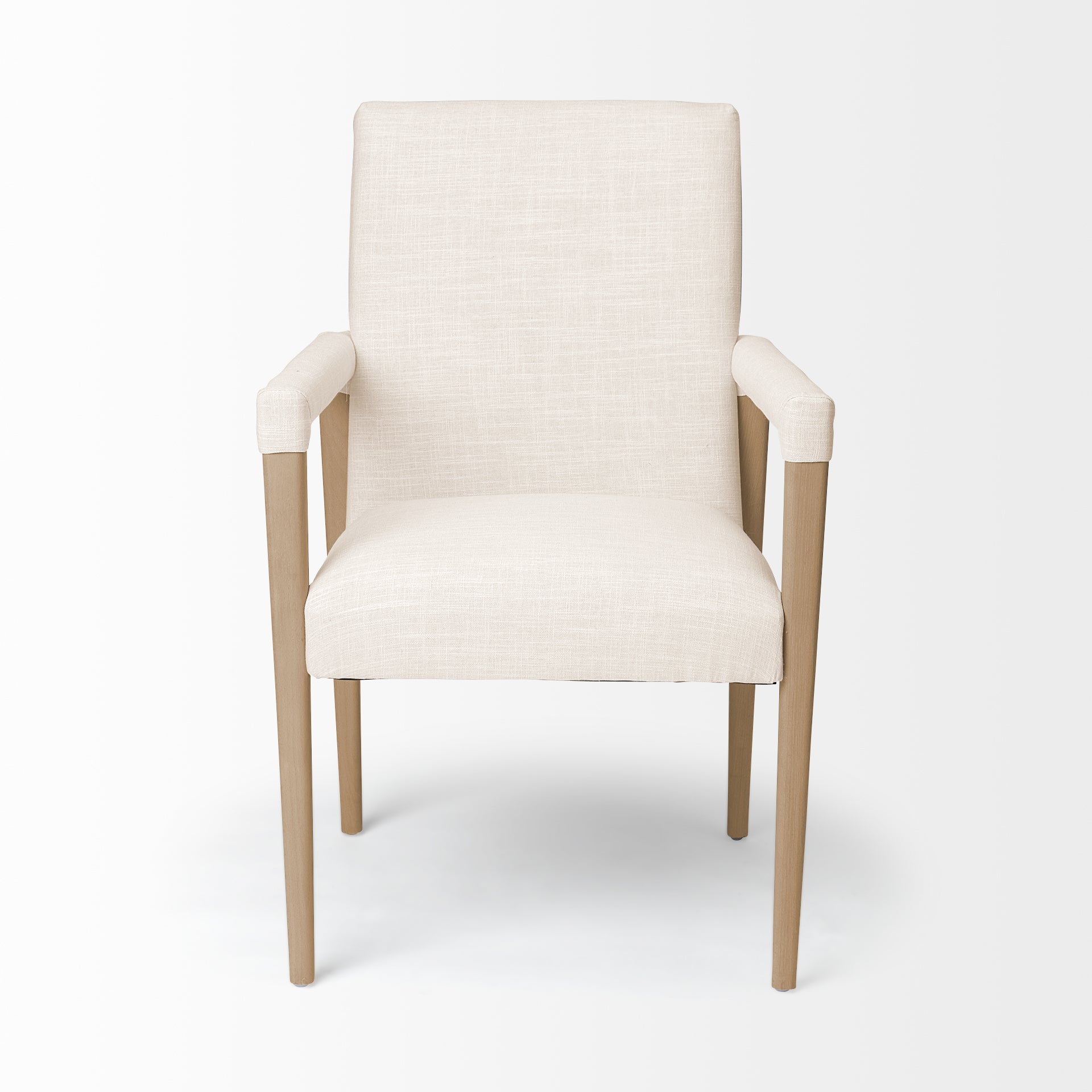 Palisades Cream Fabric Wrap Brown Wood Frame Dining Chair