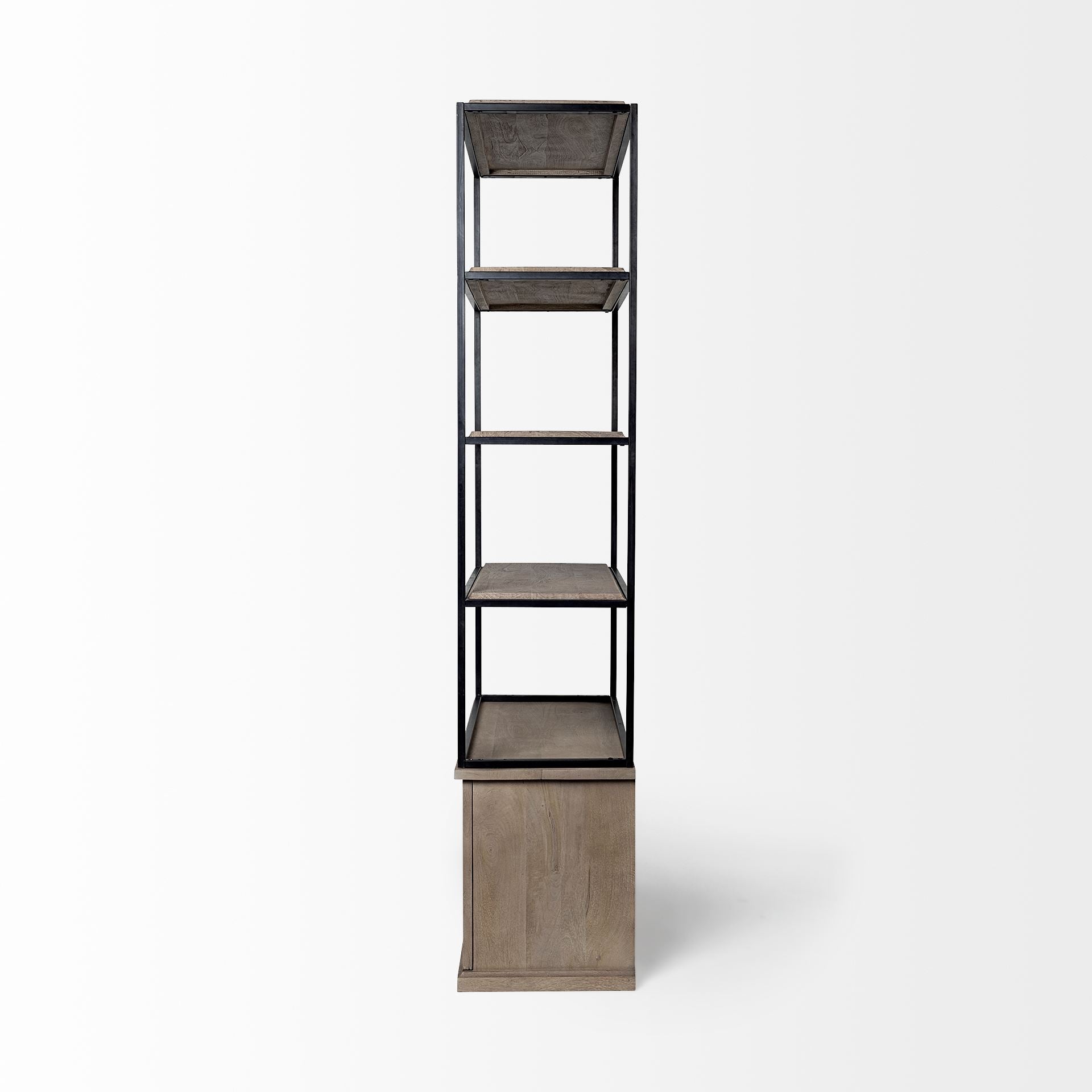 Braxton II Light Brown Wood and Iron Three Shelf Shelving Unit 41.5L x 18.5W x 9