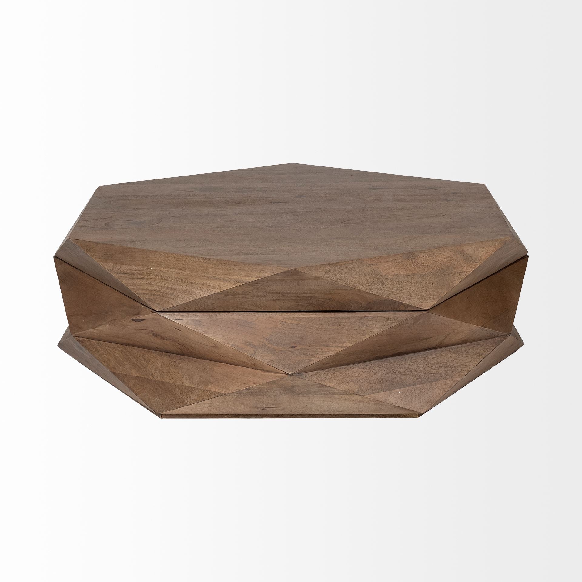 Arreto Hexagonal Hinged Solid Wood Top and Base Coffee Table - Central Designs