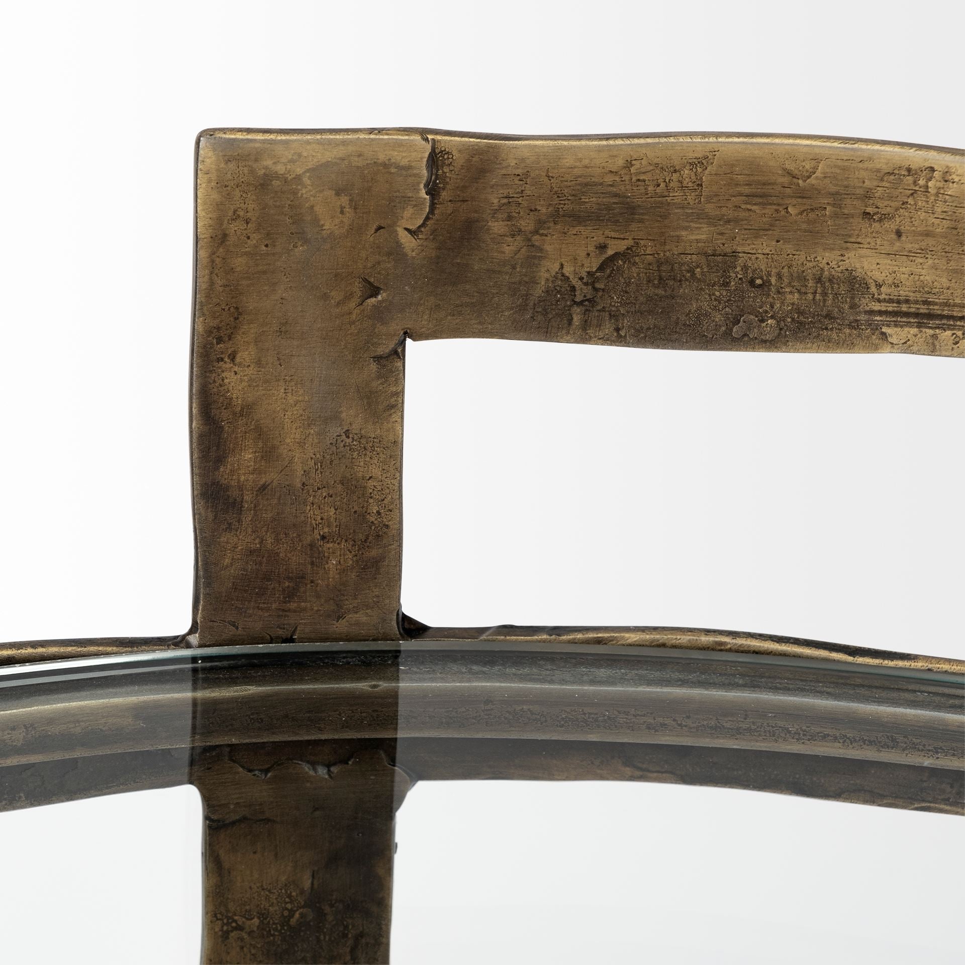 Reimer 15L x 15W Gold Round Glass Top W/Metal Frame Accent Table - Central Designs