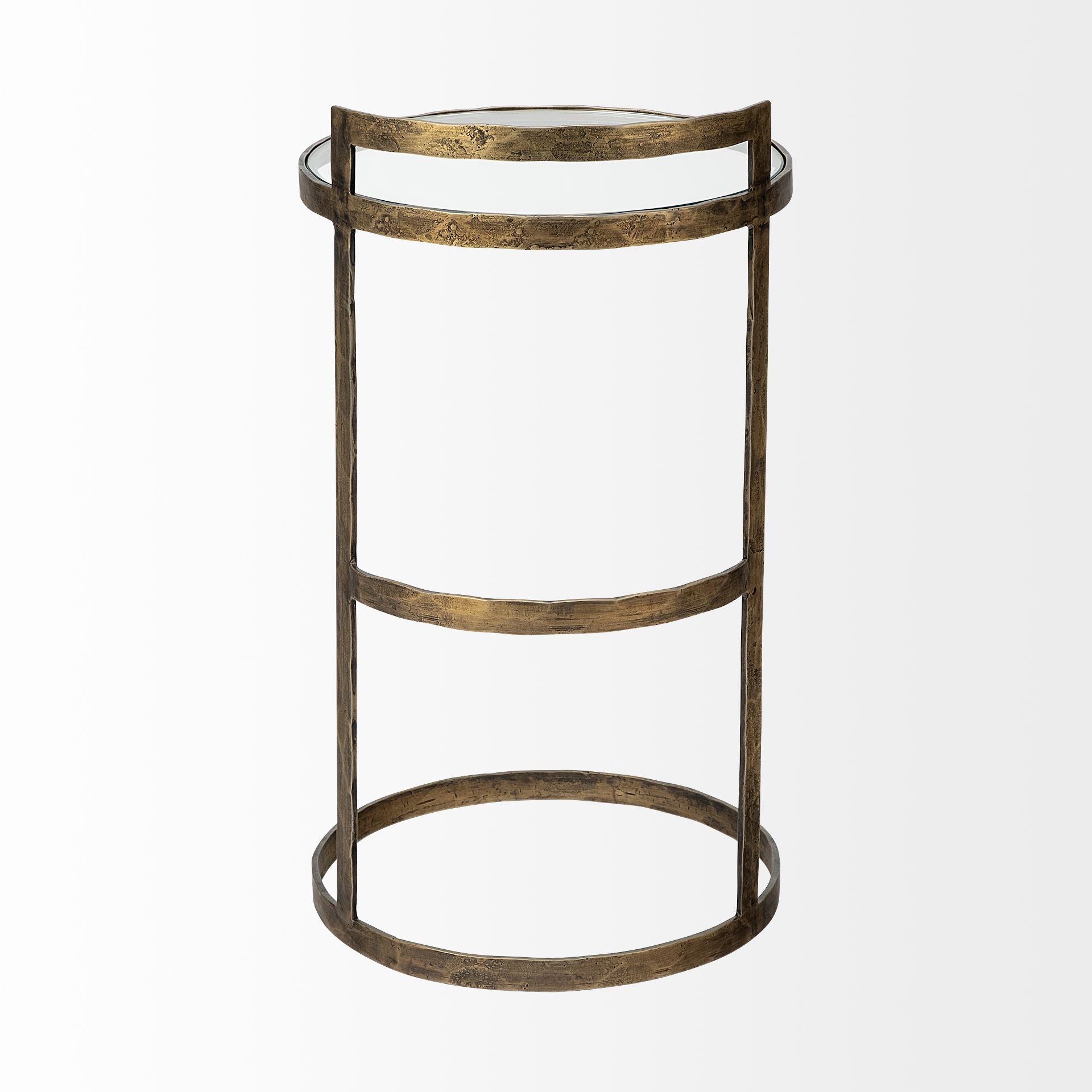 Reimer 15L x 15W Gold Round Glass Top W/Metal Frame Accent Table