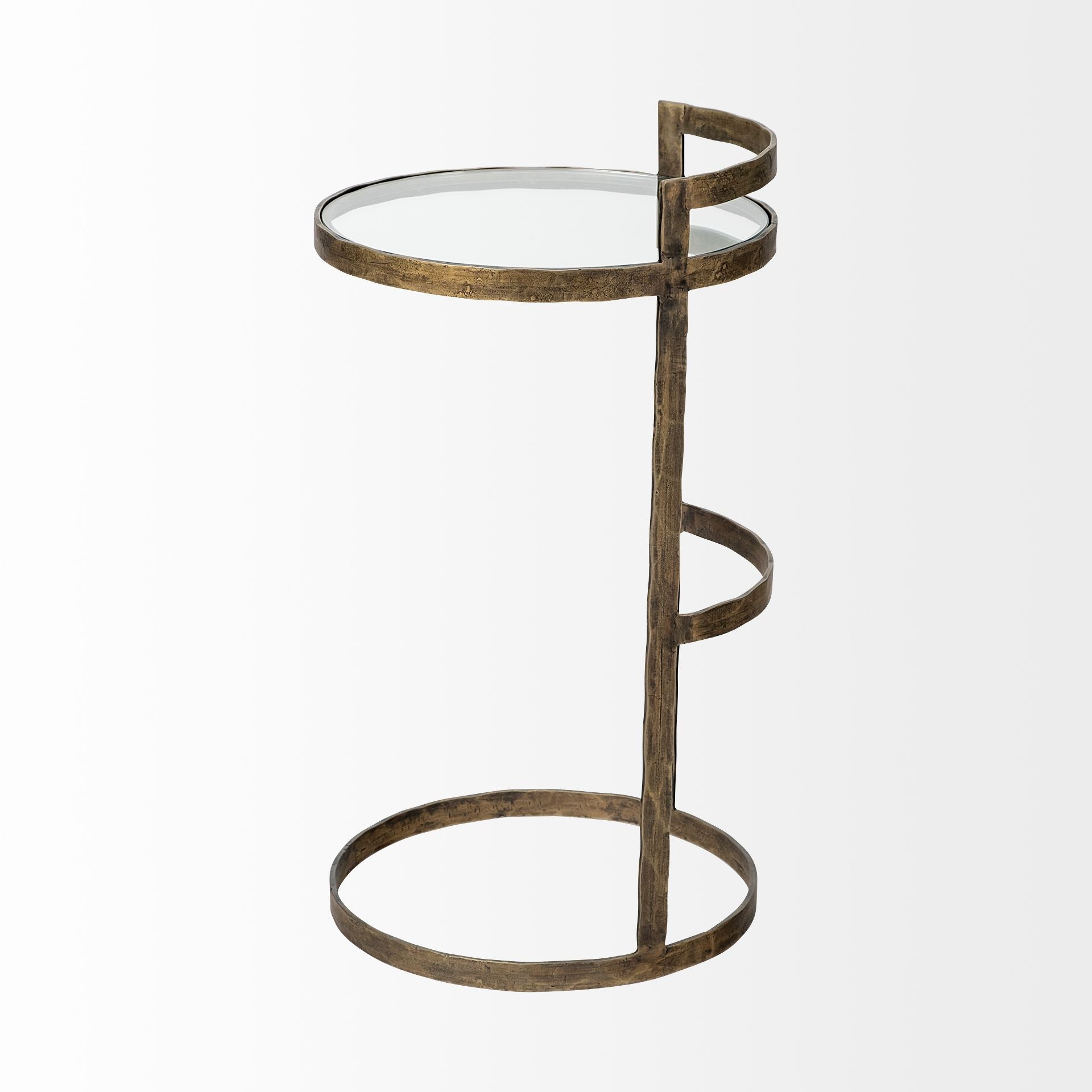 Reimer 15L x 15W Gold Round Glass Top W/Metal Frame Accent Table