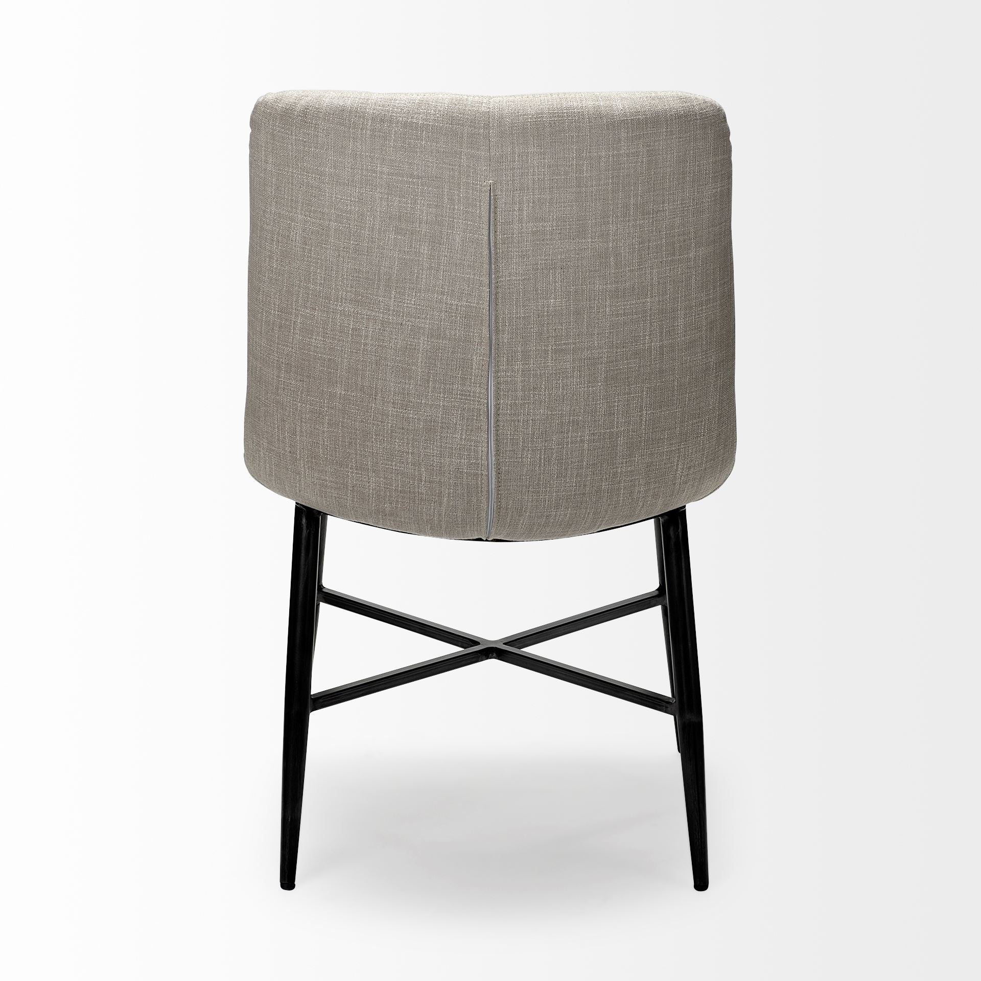 Barrow I Beige Fabric Wrap Black Metal Frame Dining Chair