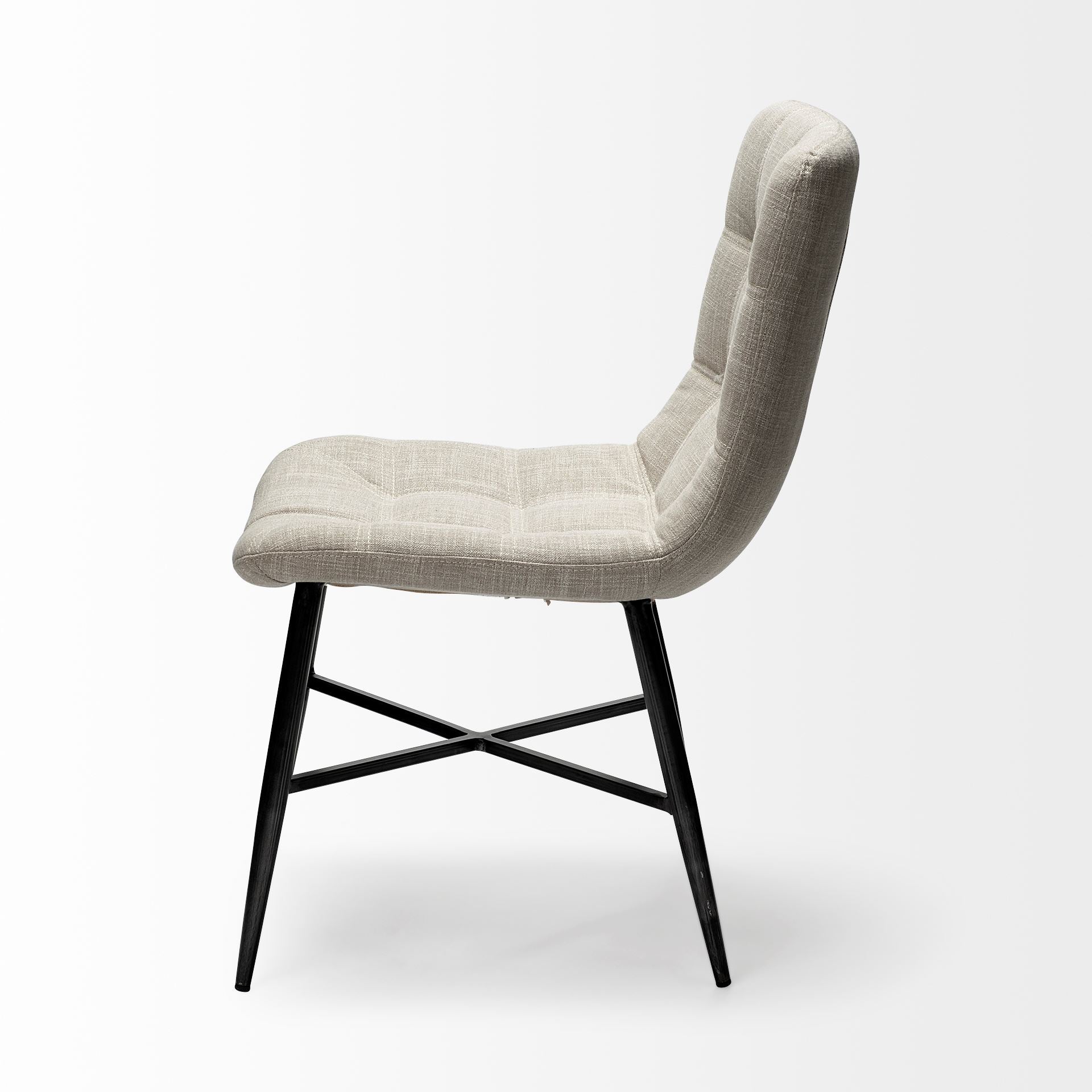 Barrow I Beige Fabric Wrap Black Metal Frame Dining Chair