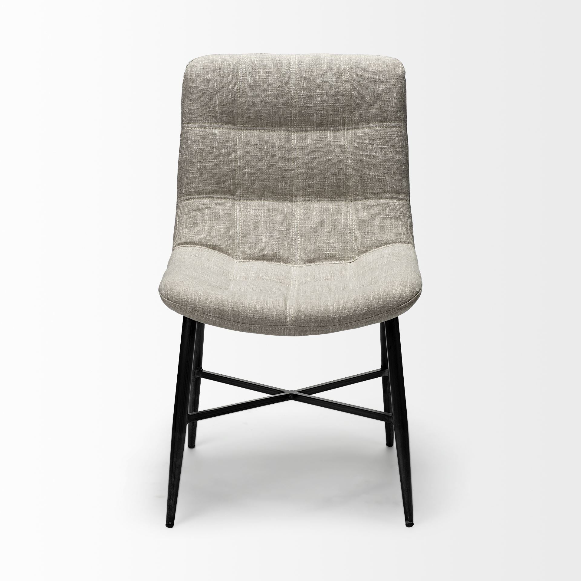 Barrow I Beige Fabric Wrap Black Metal Frame Dining Chair