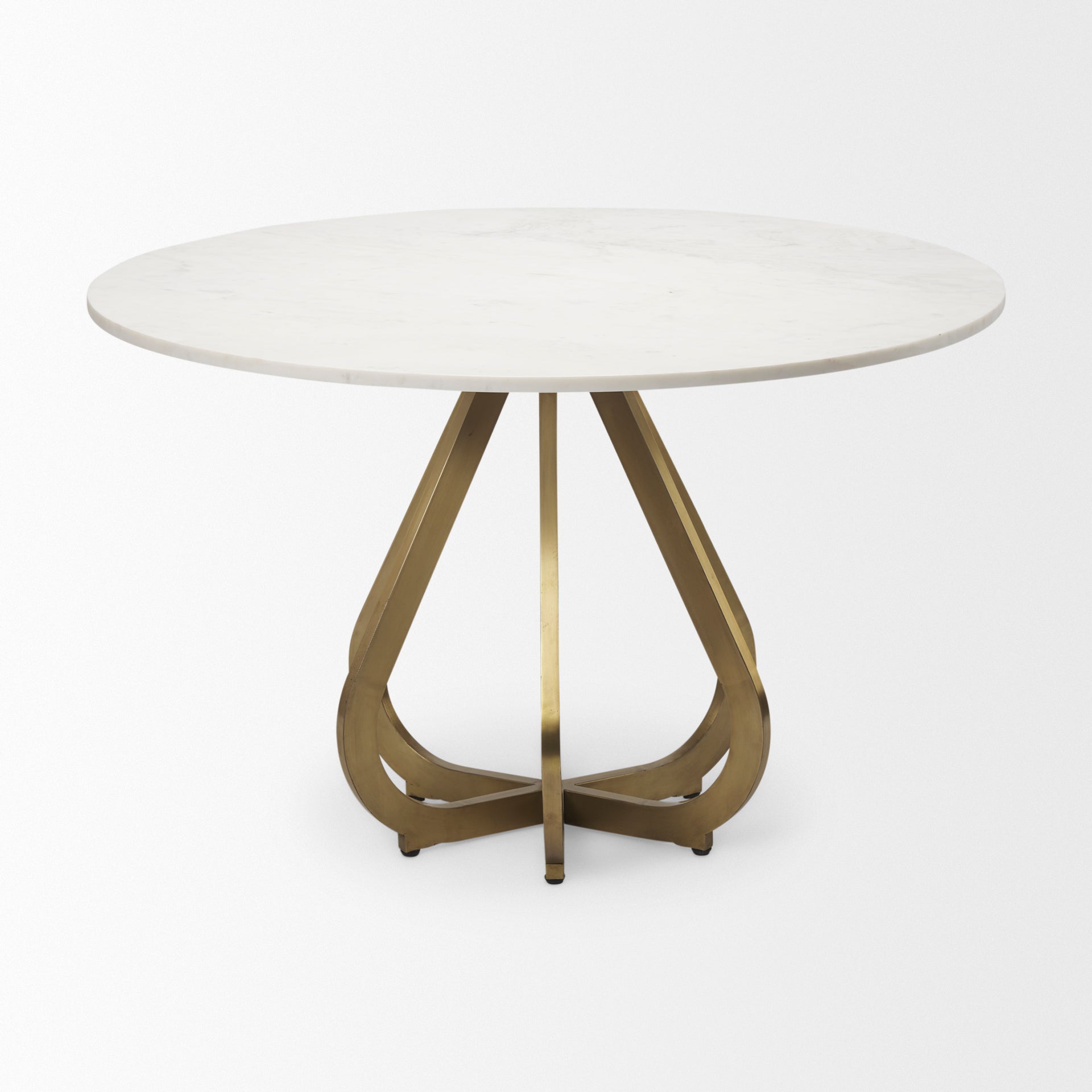 Laurent 48" Marble Top Gold Metal Base Dining Table - Central Designs