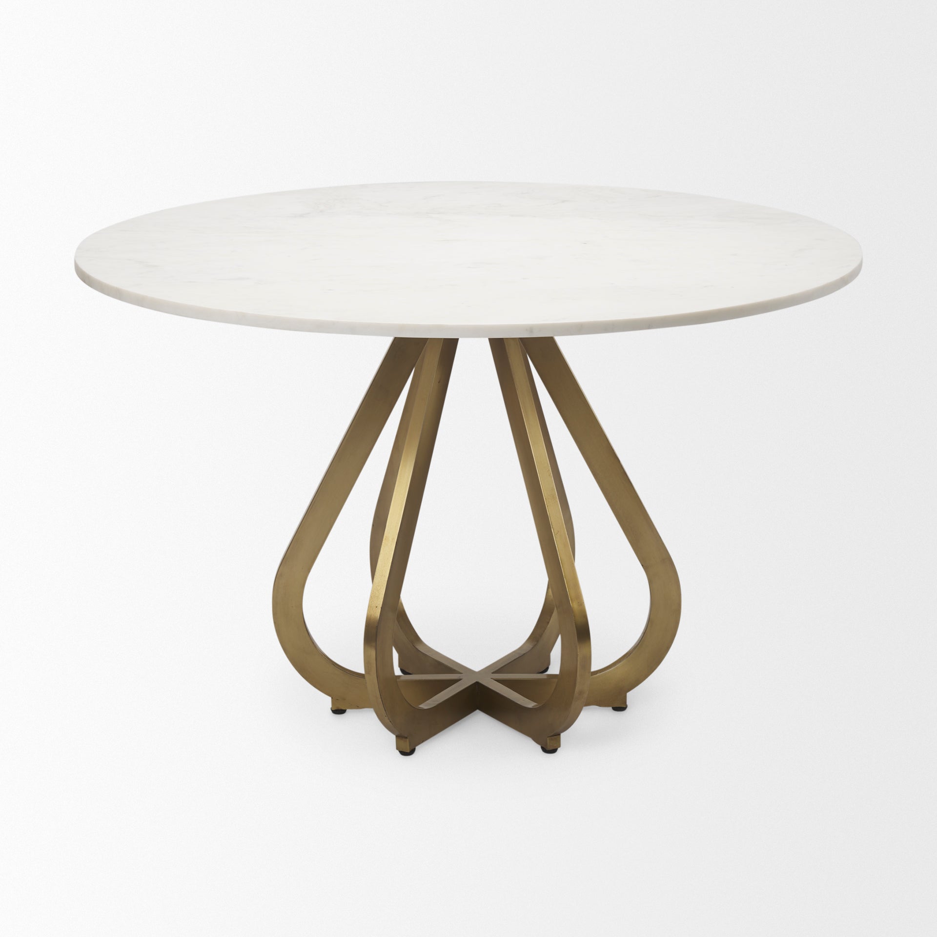 Laurent 48" Marble Top Gold Metal Base Dining Table - Central Designs