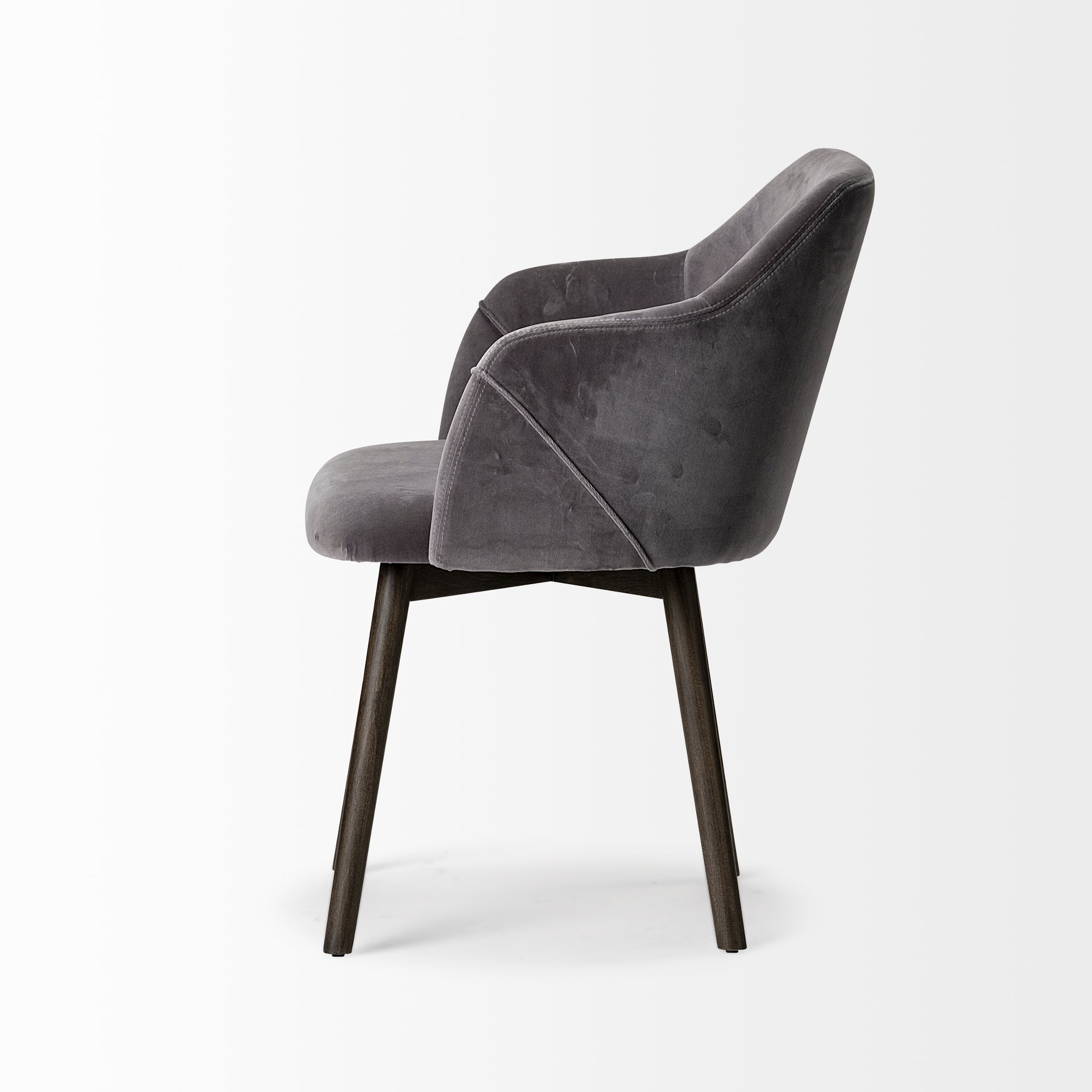 Ronald II Grey Velvet Wrap Black Wooden Base Dining Chair