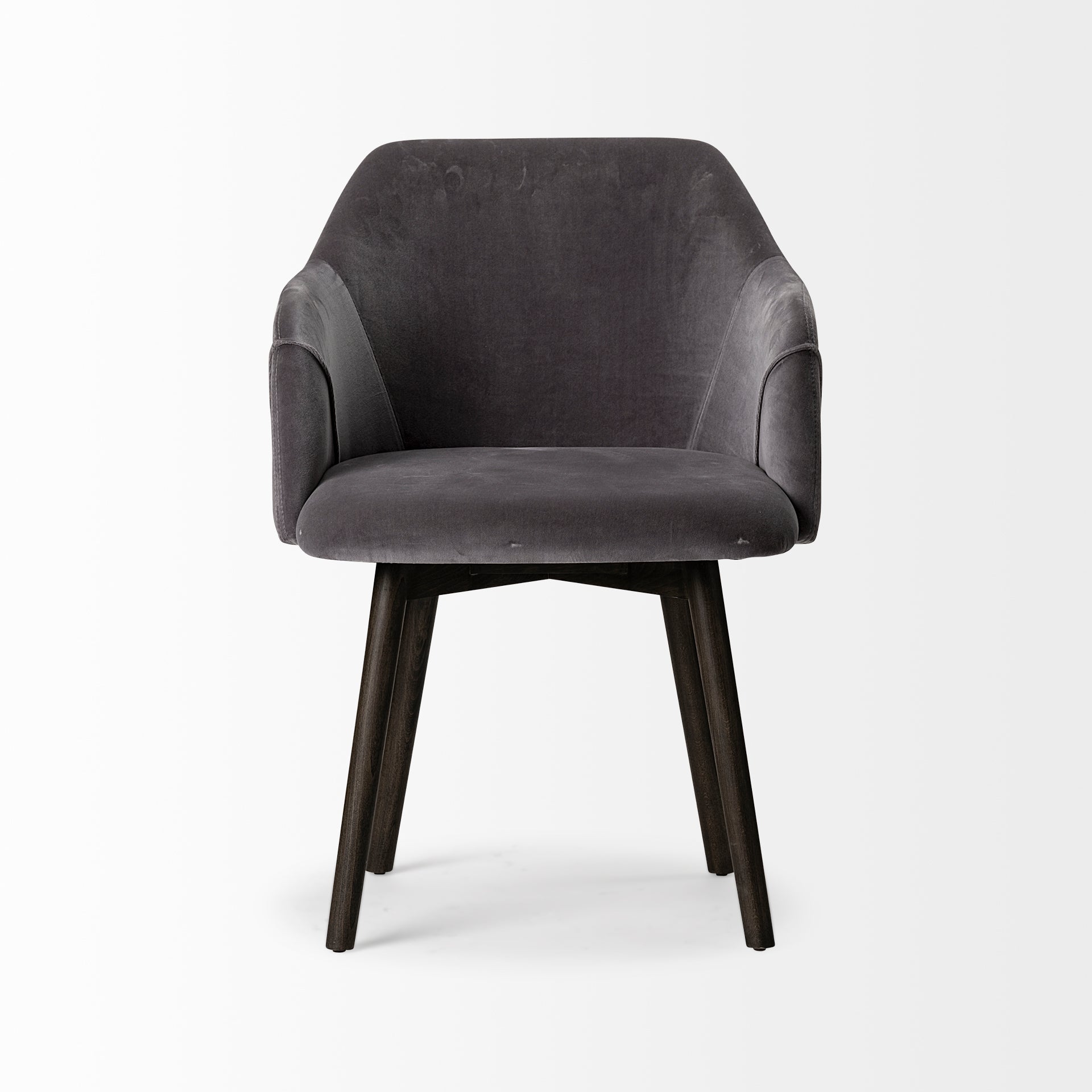 Ronald II Grey Velvet Wrap Black Wooden Base Dining Chair