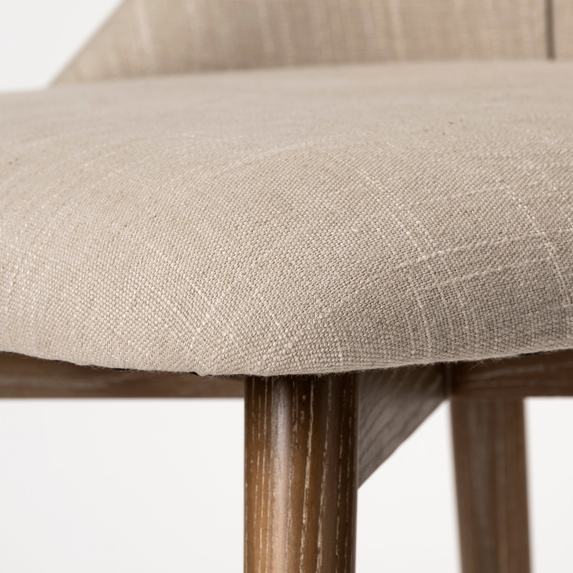 Ronald I Cream Fabric Wrap Brown Wooden Base Dining Chair - Central Designs