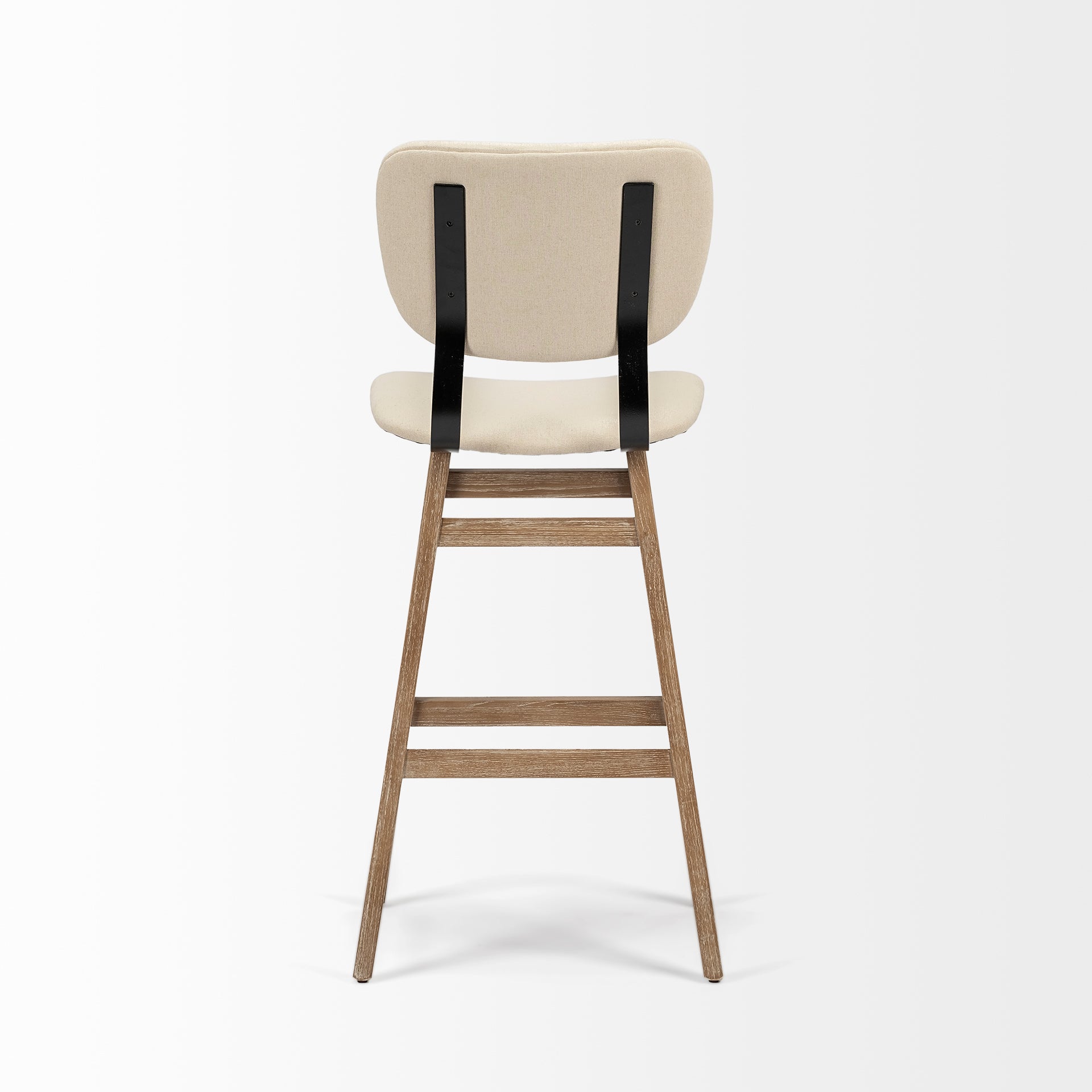 Haden 30.25" Seat Height Cream Upholstered Seat Brown Wood Frame Stool