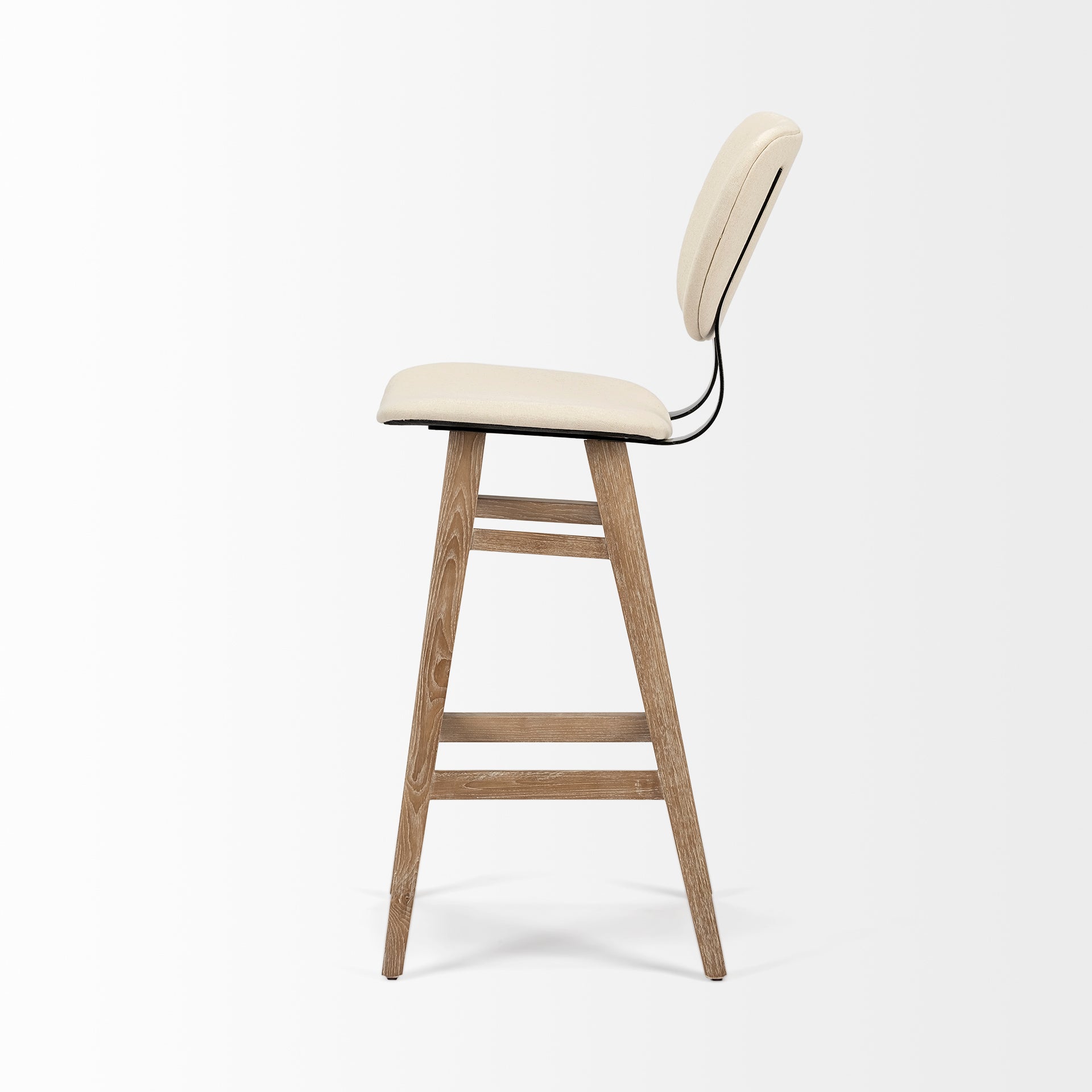 Haden 30.25" Seat Height Cream Upholstered Seat Brown Wood Frame Stool