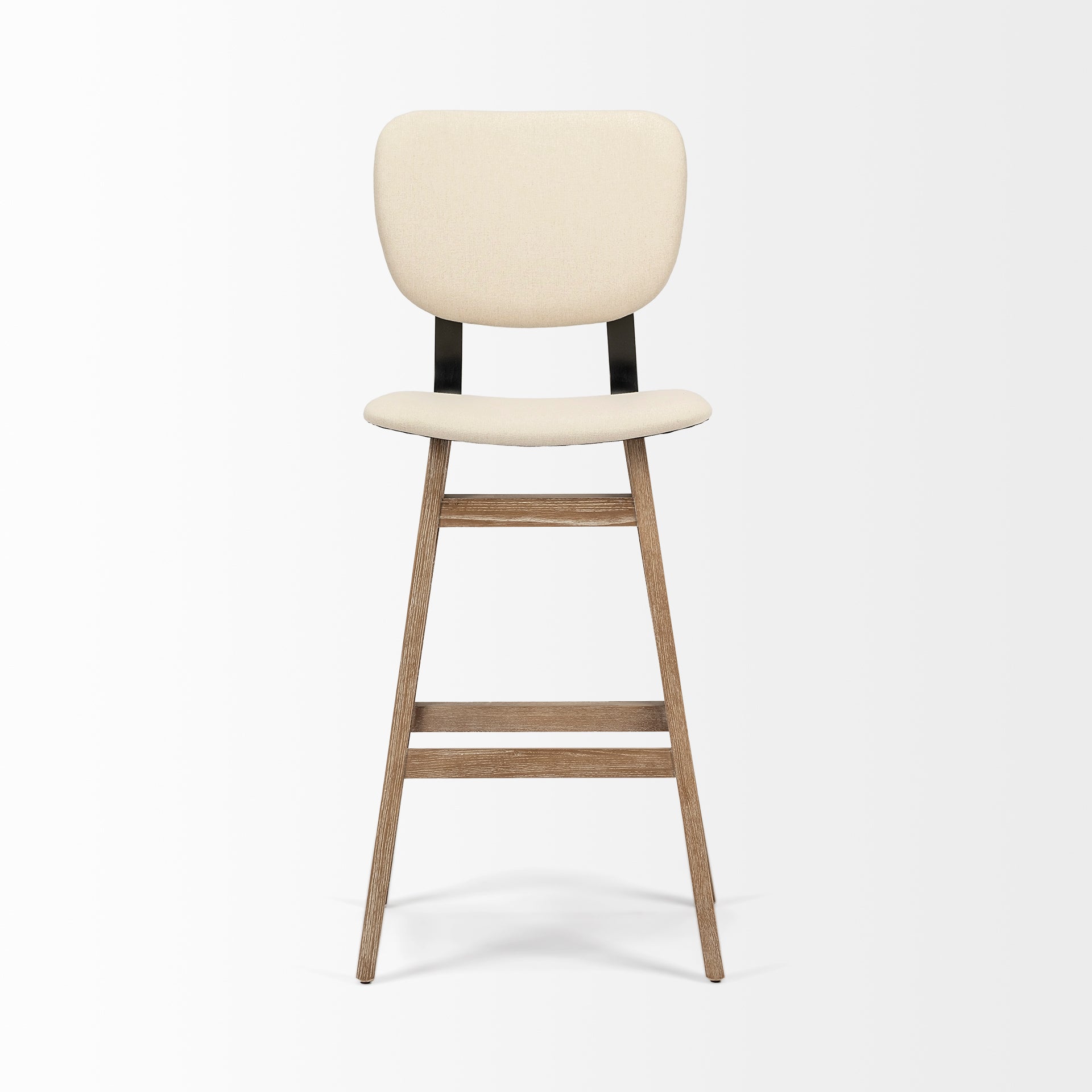 Haden 30.25" Seat Height Cream Upholstered Seat Brown Wood Frame Stool