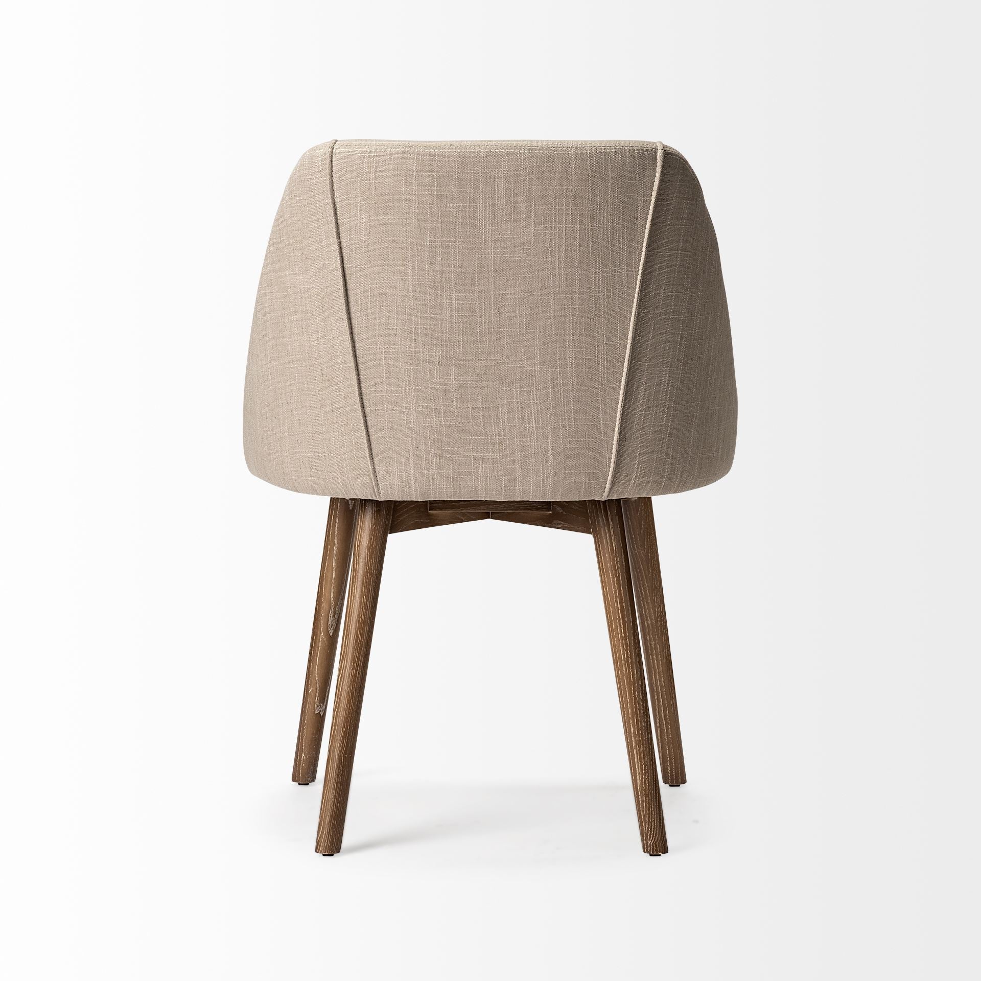 Ronald I Cream Fabric Wrap Brown Wooden Base Dining Chair
