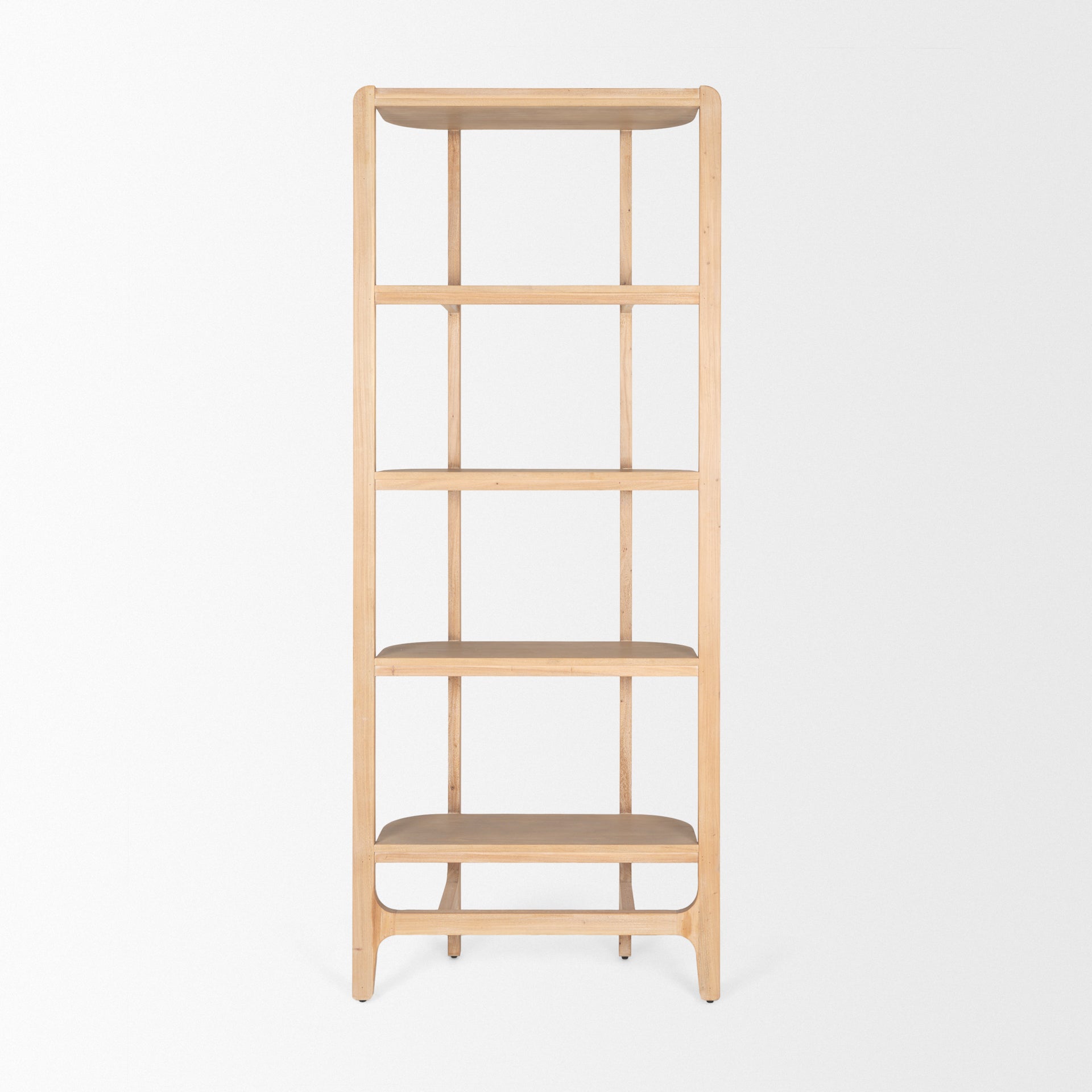 Taylin Light Brown Solid Wood Open Bookshelf - Central Designs