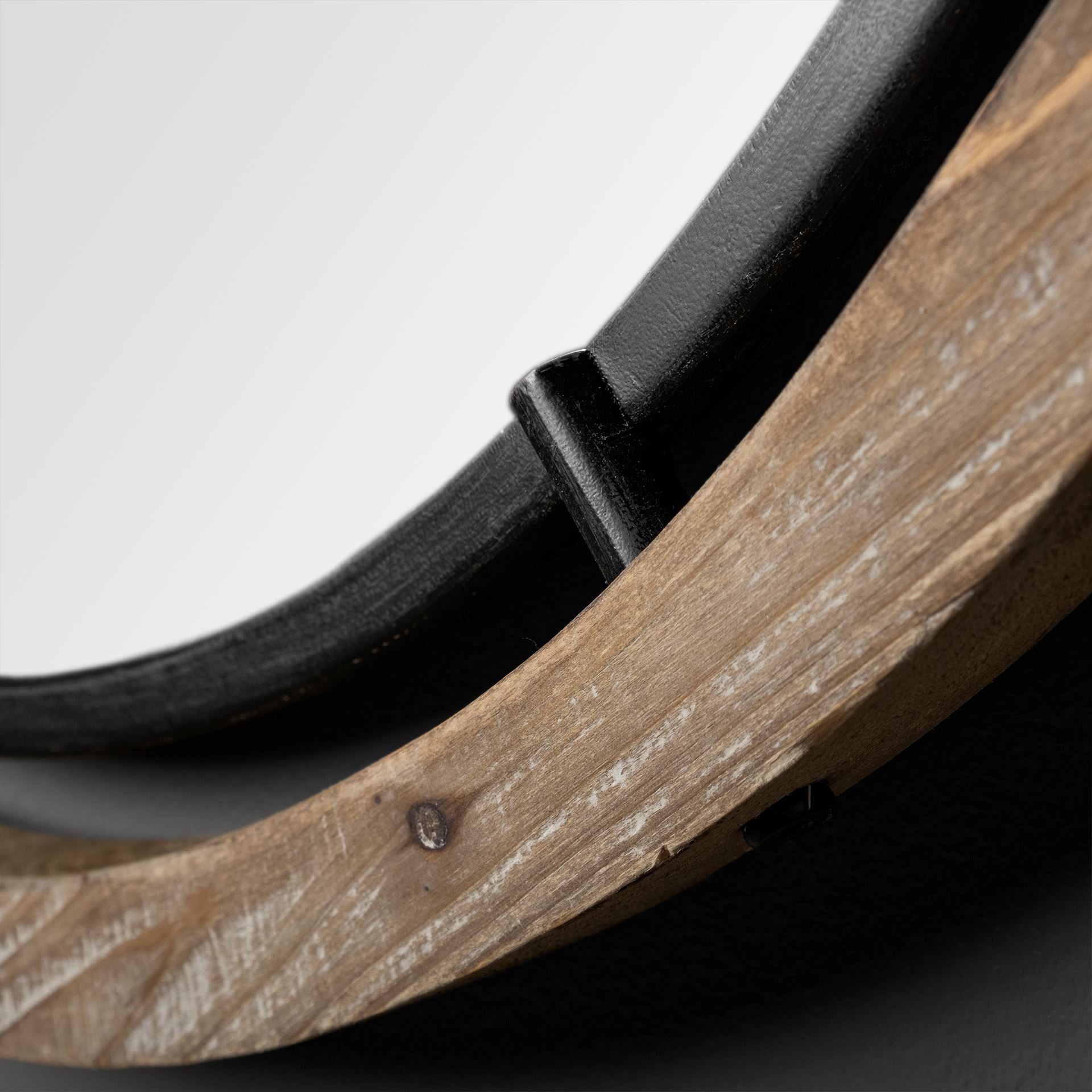 Josi 19" Brown Wood and Black Metal Frame Mirror