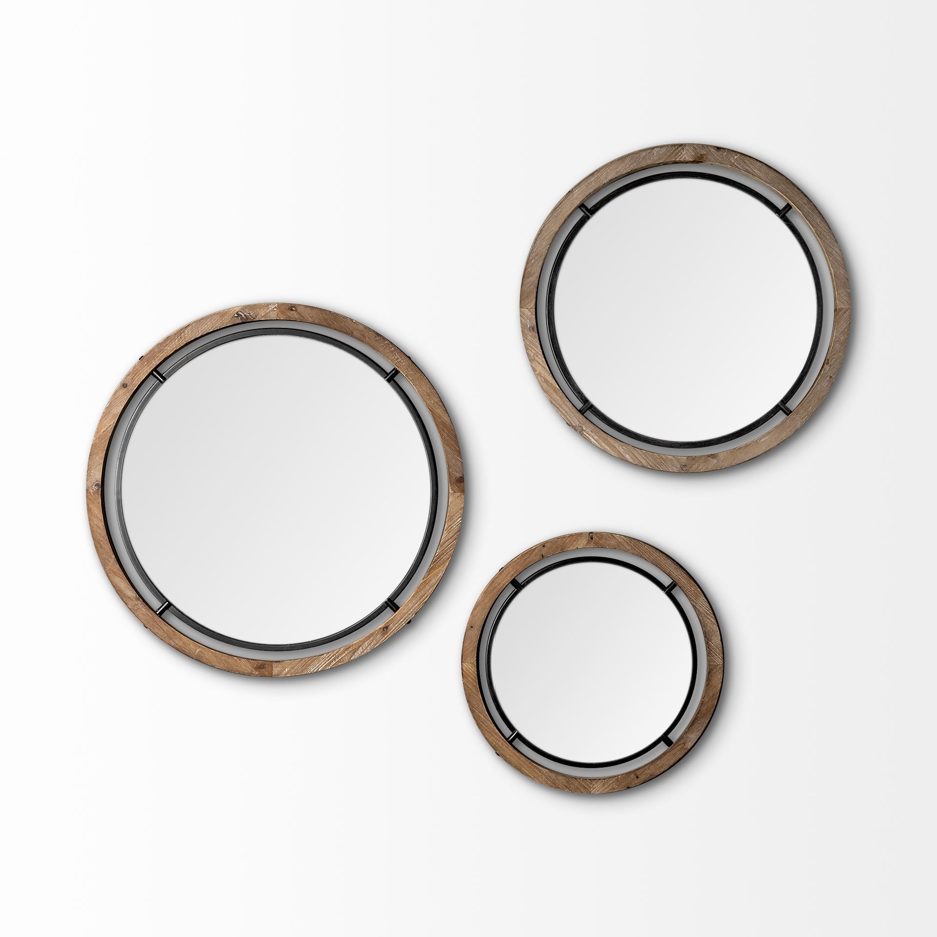 Josi 28" Brown Wood and Black Metal Frame Mirror