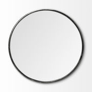 Piper 47.2L x 1.0W x 47.2H Large Black Metal Round Wall Mirror - Central Designs