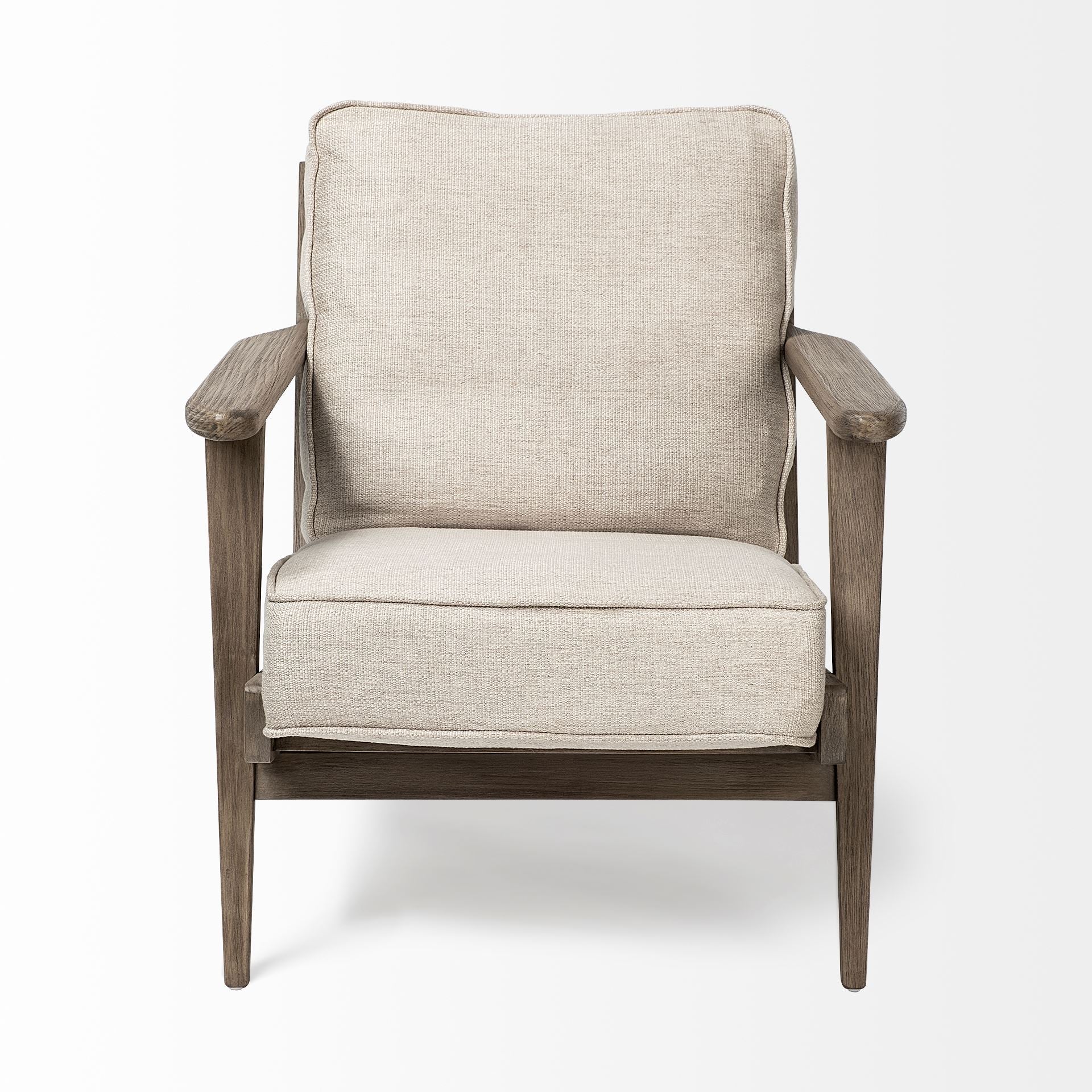 Olympus VI Beige Fabric Wrapped Wooden Frame Accent Chair