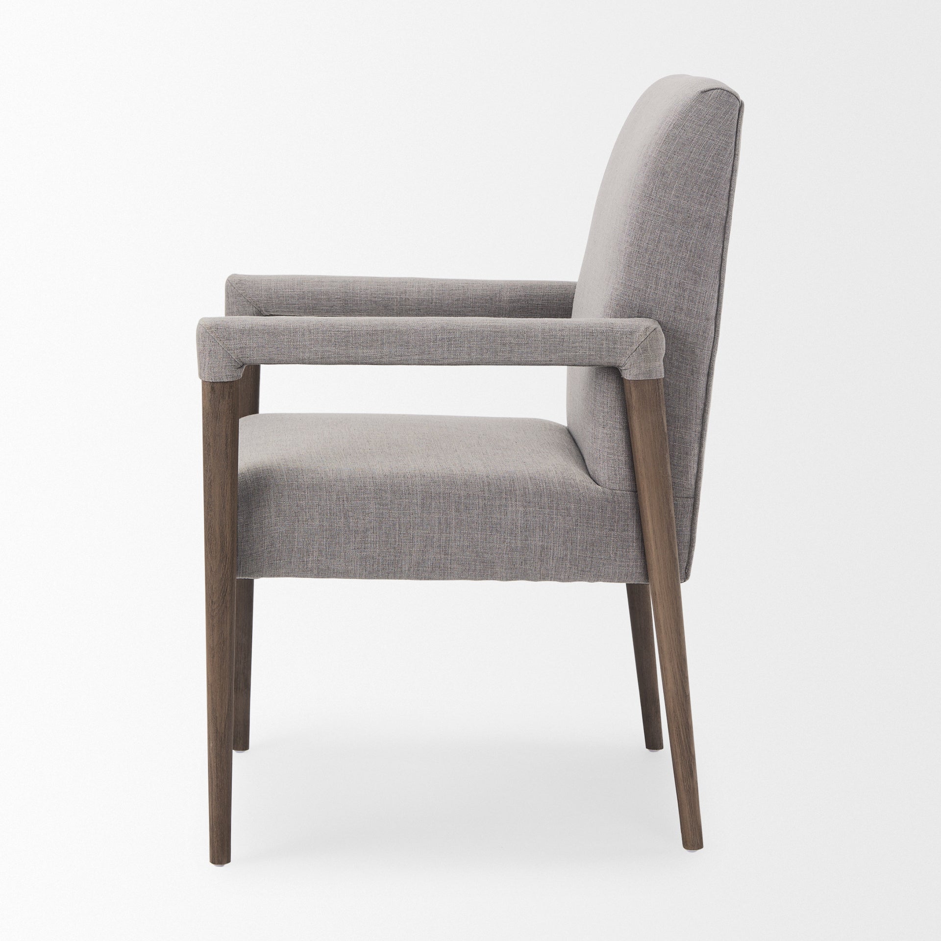 Palisades Grey Fabric Wrap Brown Wooden Frame Dining Chair