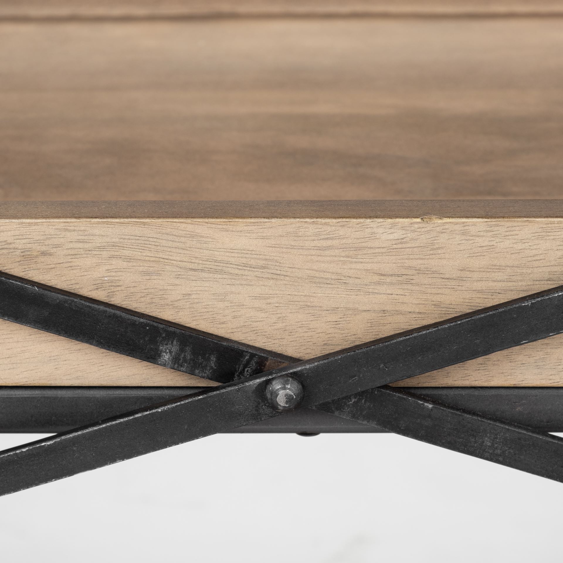 Trey I 80L x 16W Brown Wood and Black Iron Console Table - Central Designs