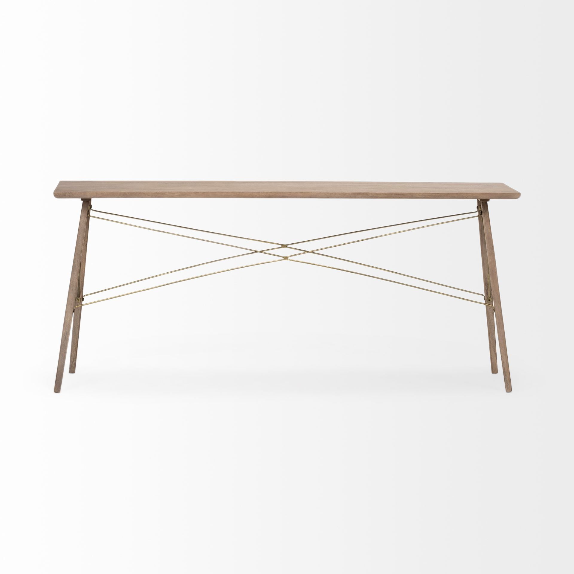 Kirby I 66L x 16W Brown Wooden Cross Braced Console Table