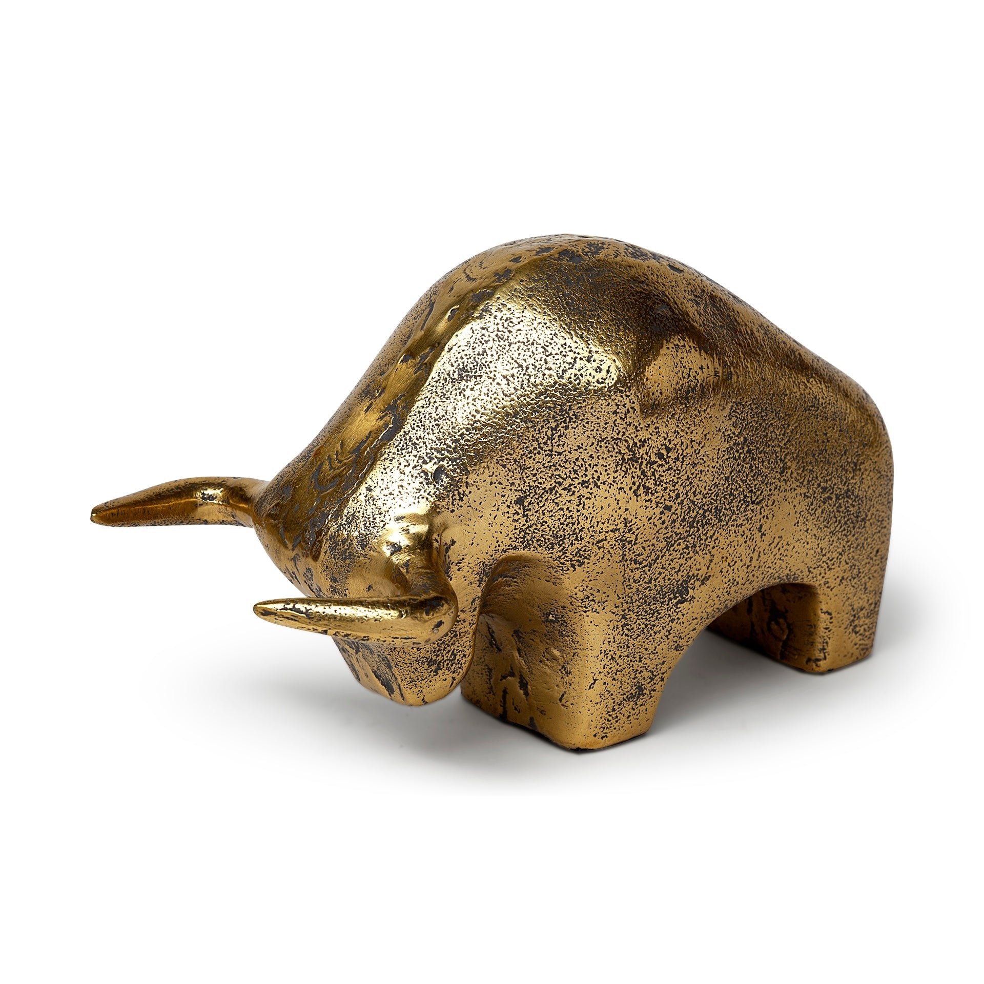 Tauro I 9L x 4W Gold Cast Aluminum Raging Bull - Central Designs