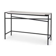 Lucas 50 X 16 X 30 White Marble Top Black Metal Frame Console Table