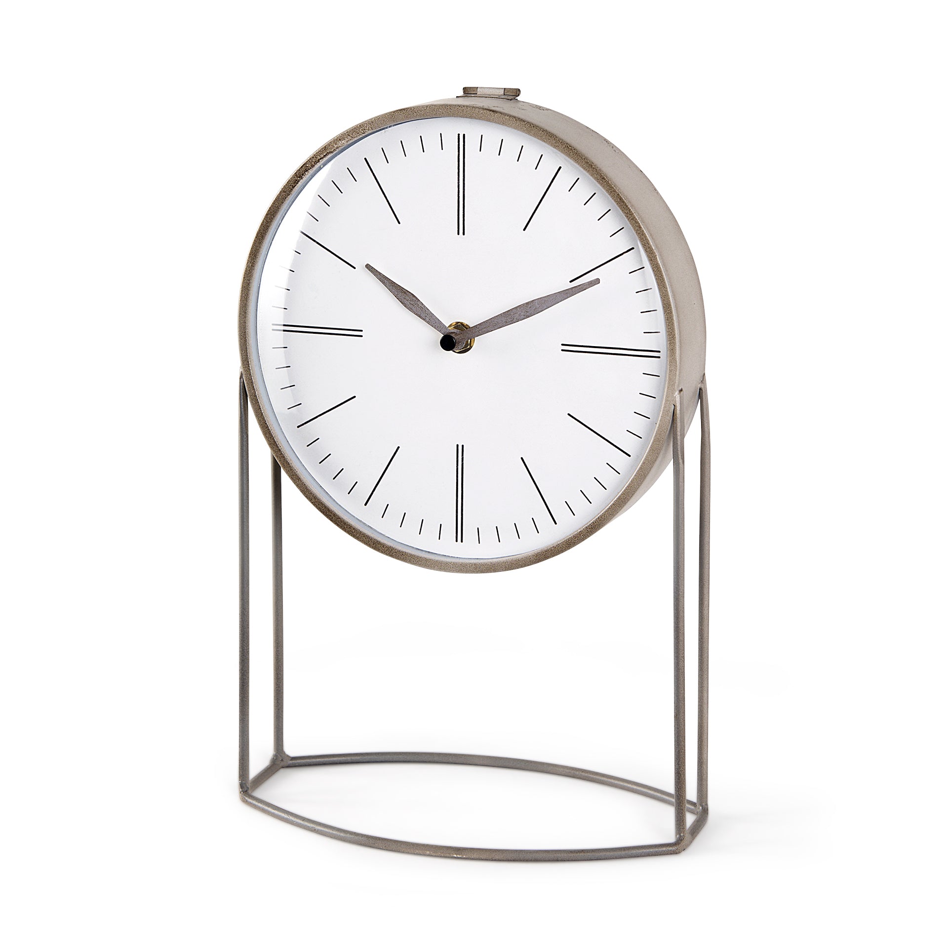 Aurus Matte Gray Metal Table Clock - Central Designs