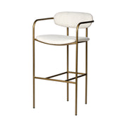 Parker 30" Seat Height Cream Fabric Seat Gold Metal Bar Stool