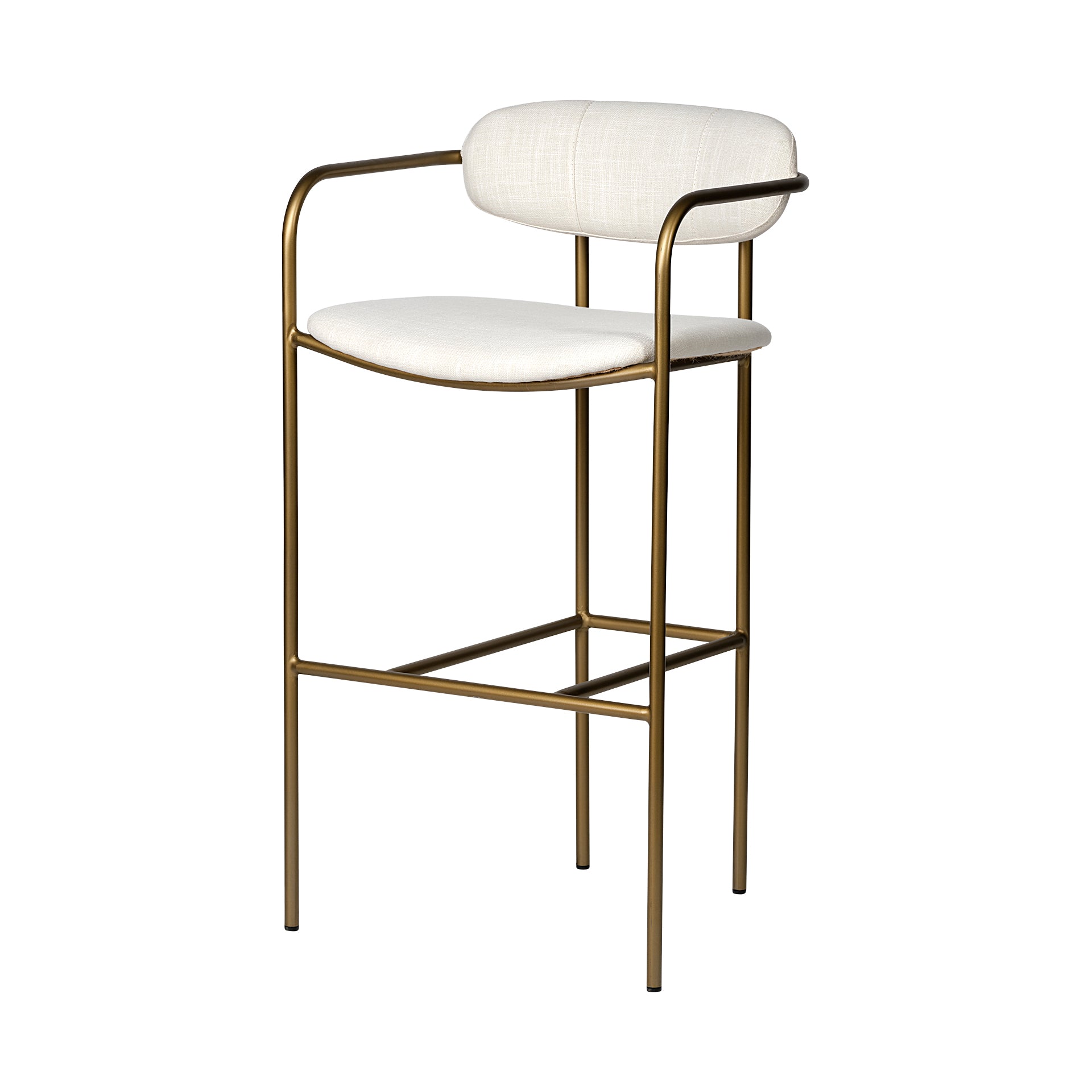 Parker 30" Seat Height Cream Fabric Seat Gold Metal Bar Stool