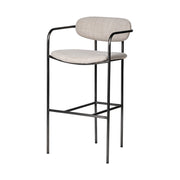Parker 30" Seat Height Beige Fabric Seat Gun Metal Grey Metal Bar Stool
