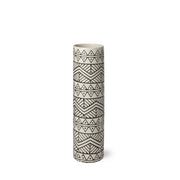 Uhura I Small Cream Black Patterned Cylindrical Vase