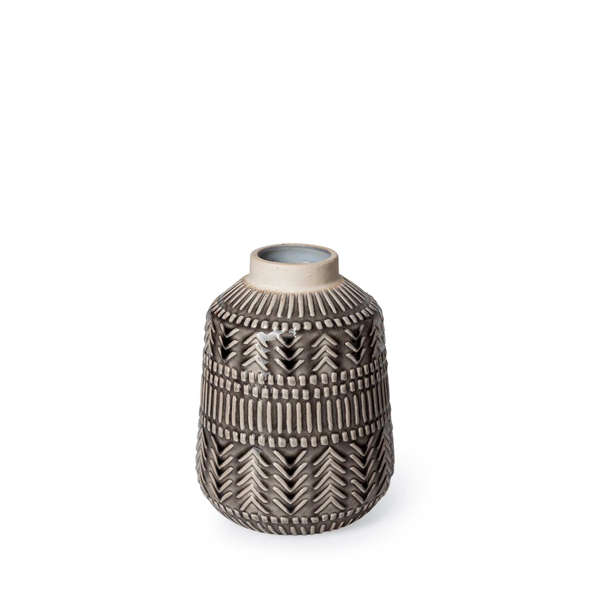 Riker I Small Dark Gray Cream Ceramic Vase
