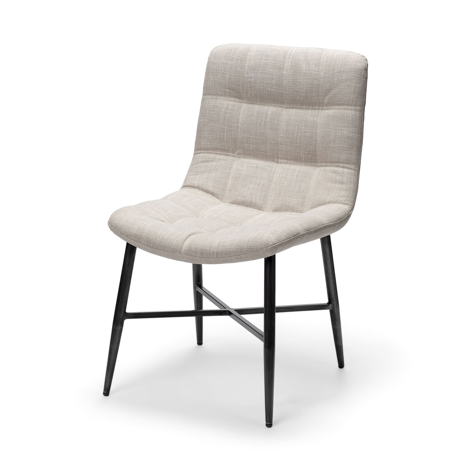 Barrow I Beige Fabric Wrap Black Metal Frame Dining Chair