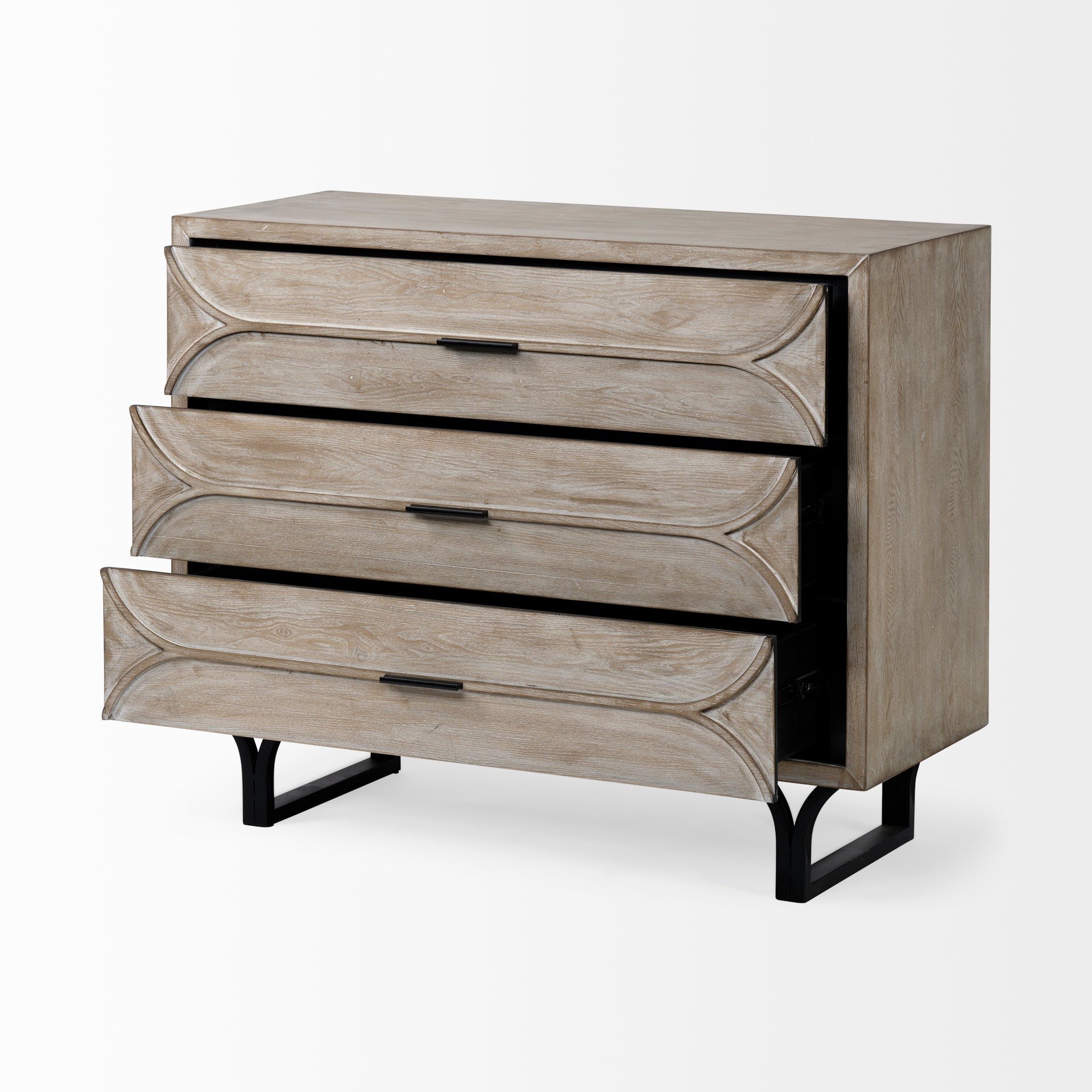 Giselle I 40L x 16W Light Brown Fir Veneer 3 Drawer Accent Cabinet - Central Designs