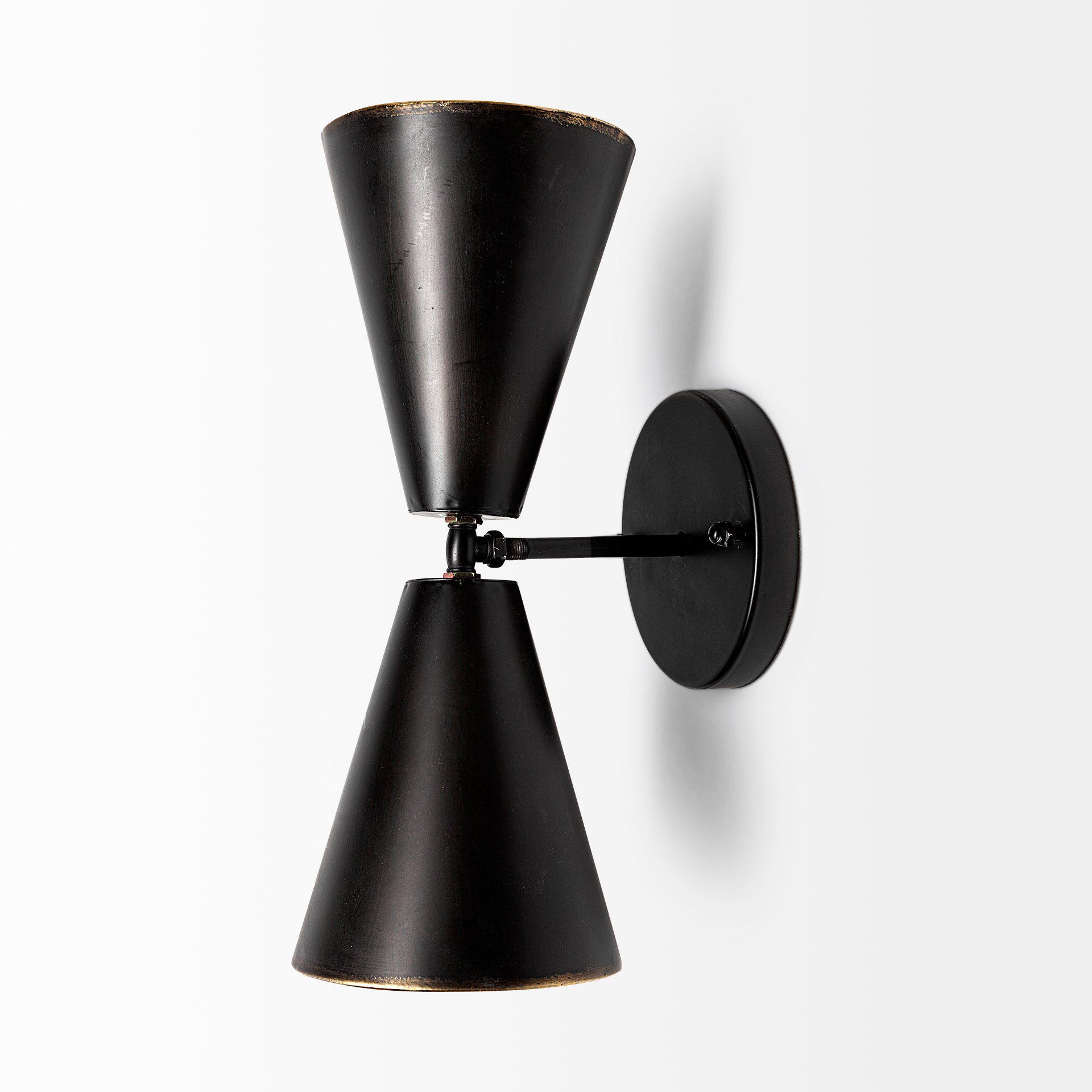 Eris II 7.3x12.6 Black Metal w/Gold Accent Double-Cone Wall Sconce