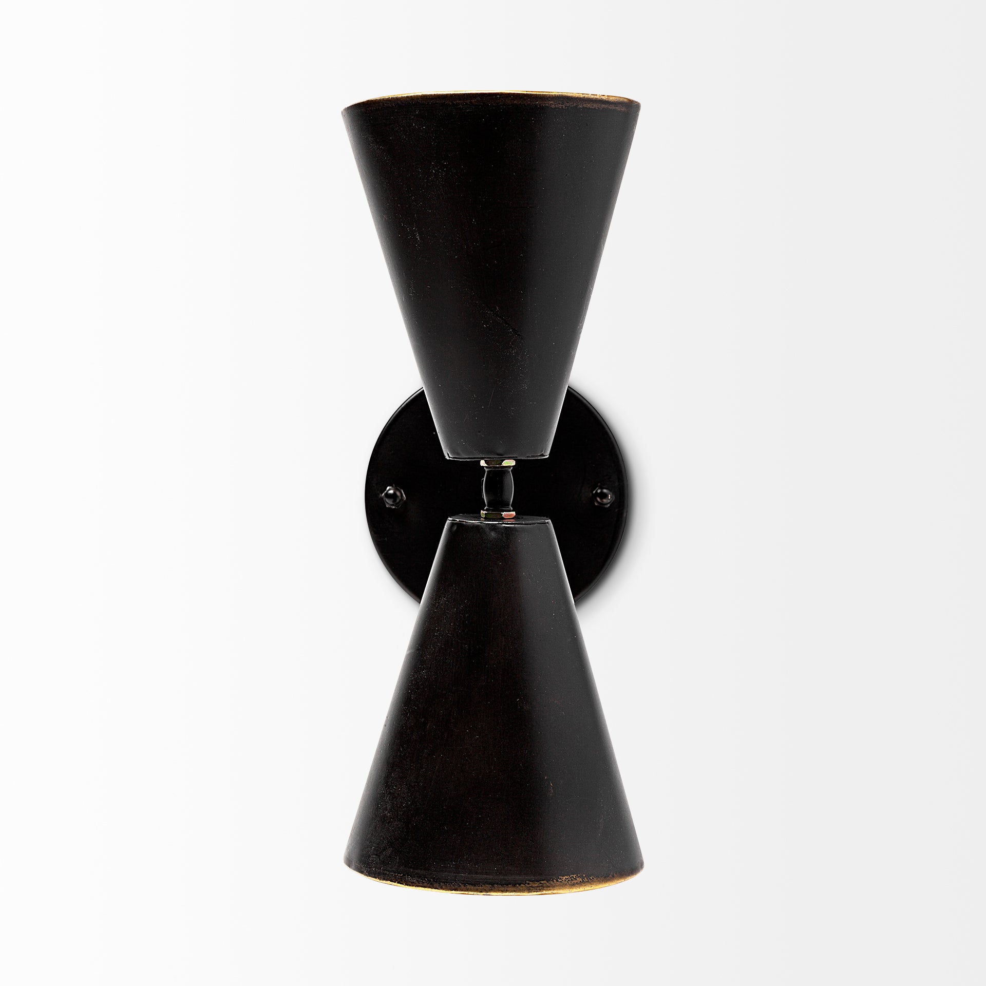 Eris II 7.3x12.6 Black Metal w/Gold Accent Double-Cone Wall Sconce