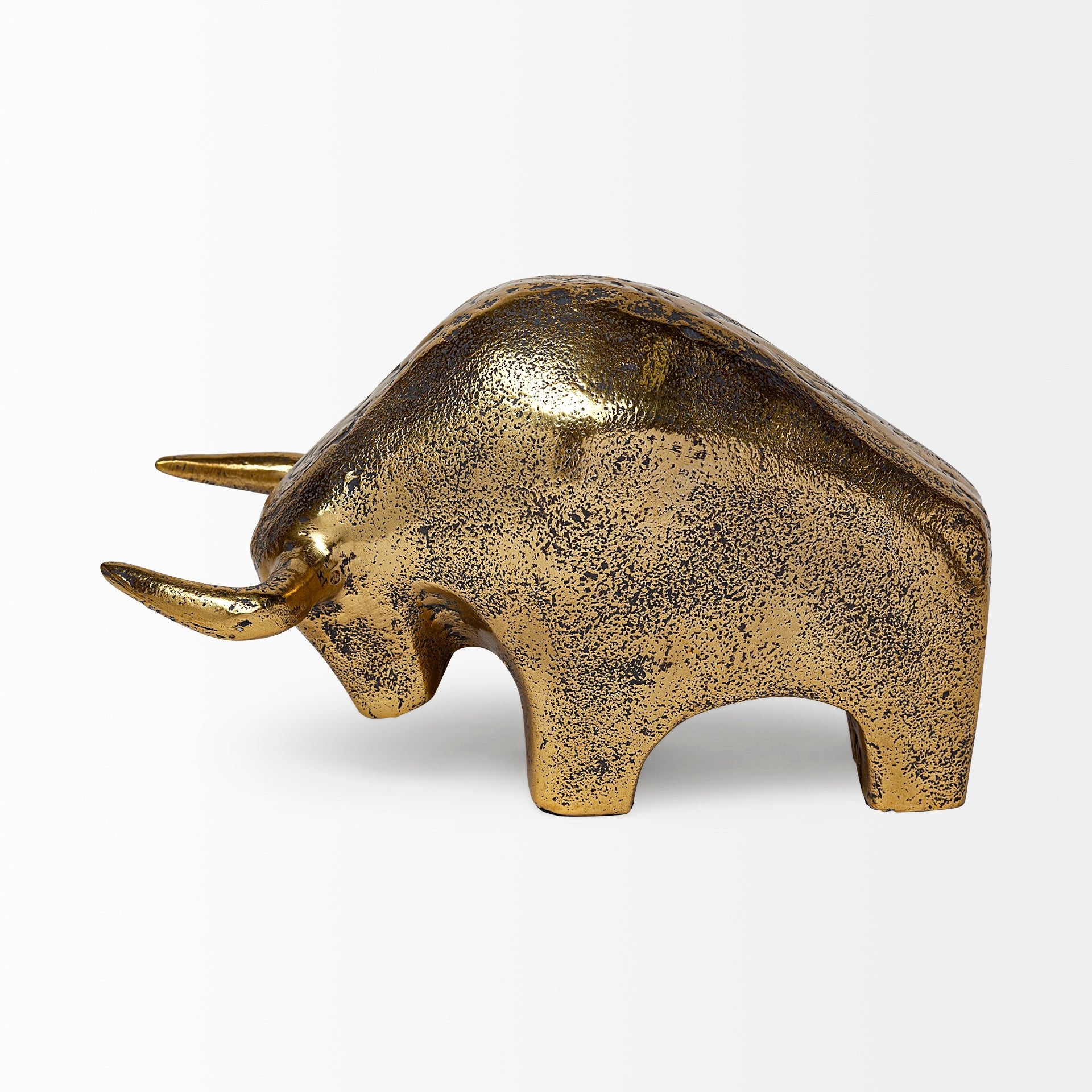 Tauro I 9L x 4W Gold Cast Aluminum Raging Bull - Central Designs