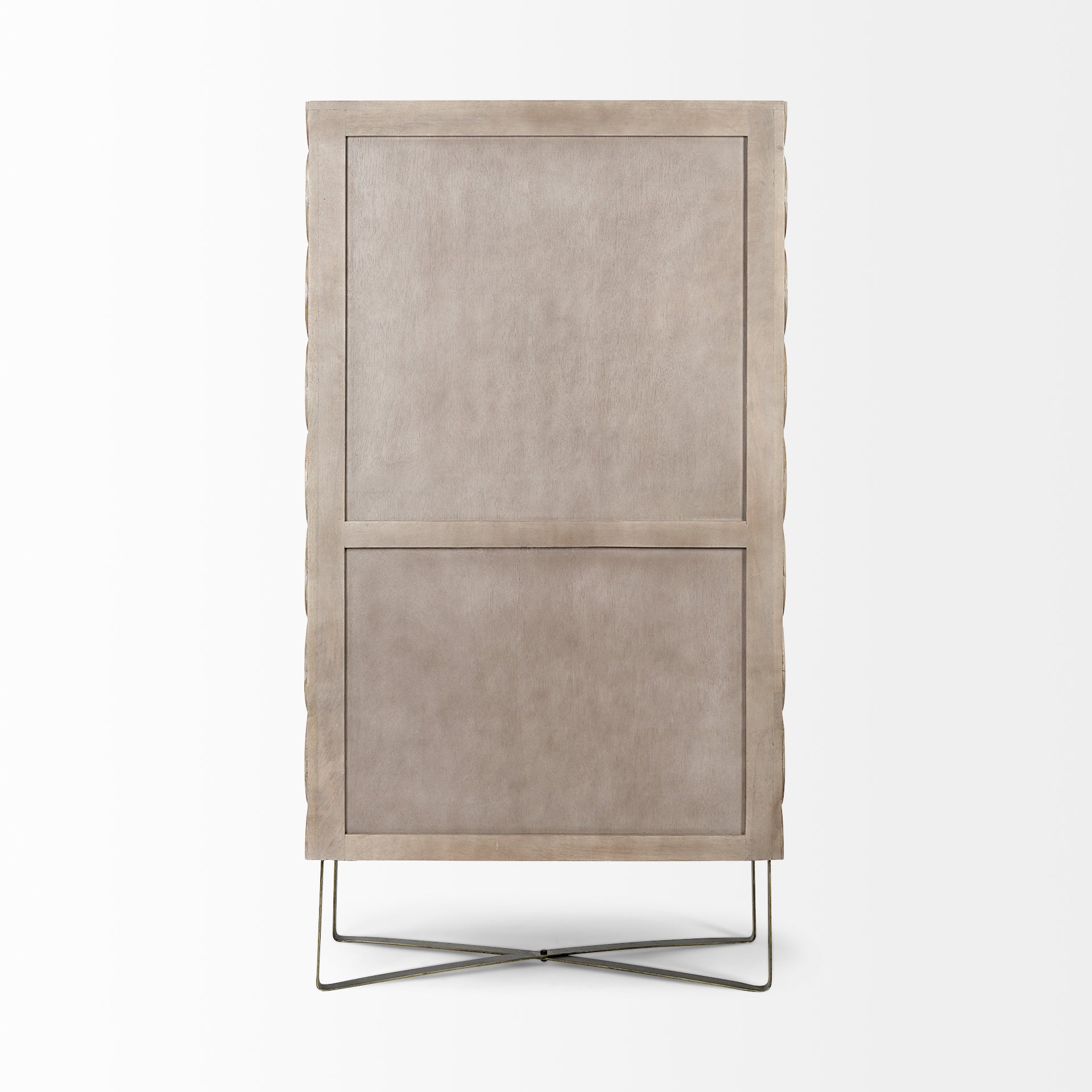 Excelsior II 68.1" H Light Brown Wood Gold Iron Base Storage Cabinet - Central Designs