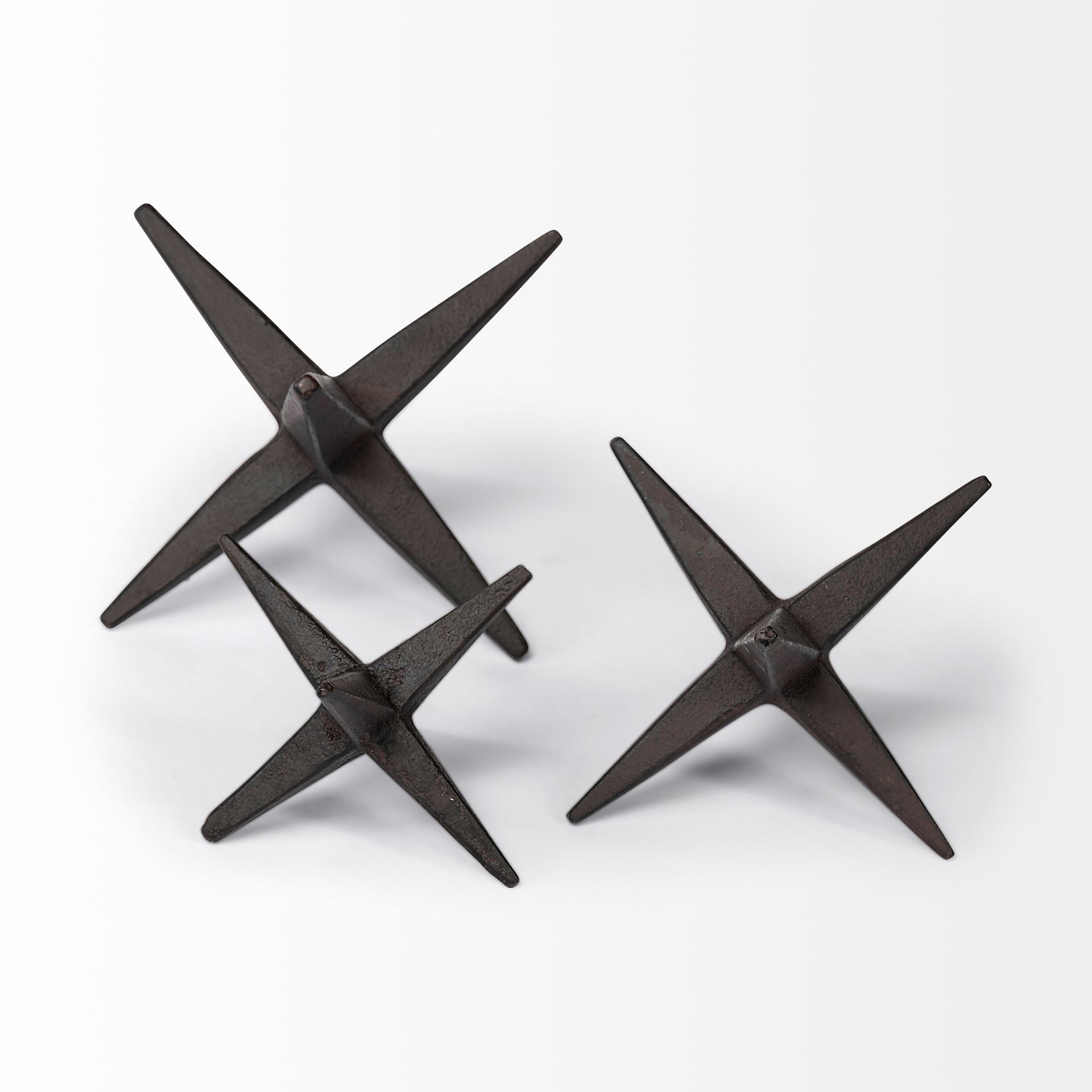 Rhea (Set of 3) Brown Cast Iron Small, Medium & Large Jacks - Central Designs