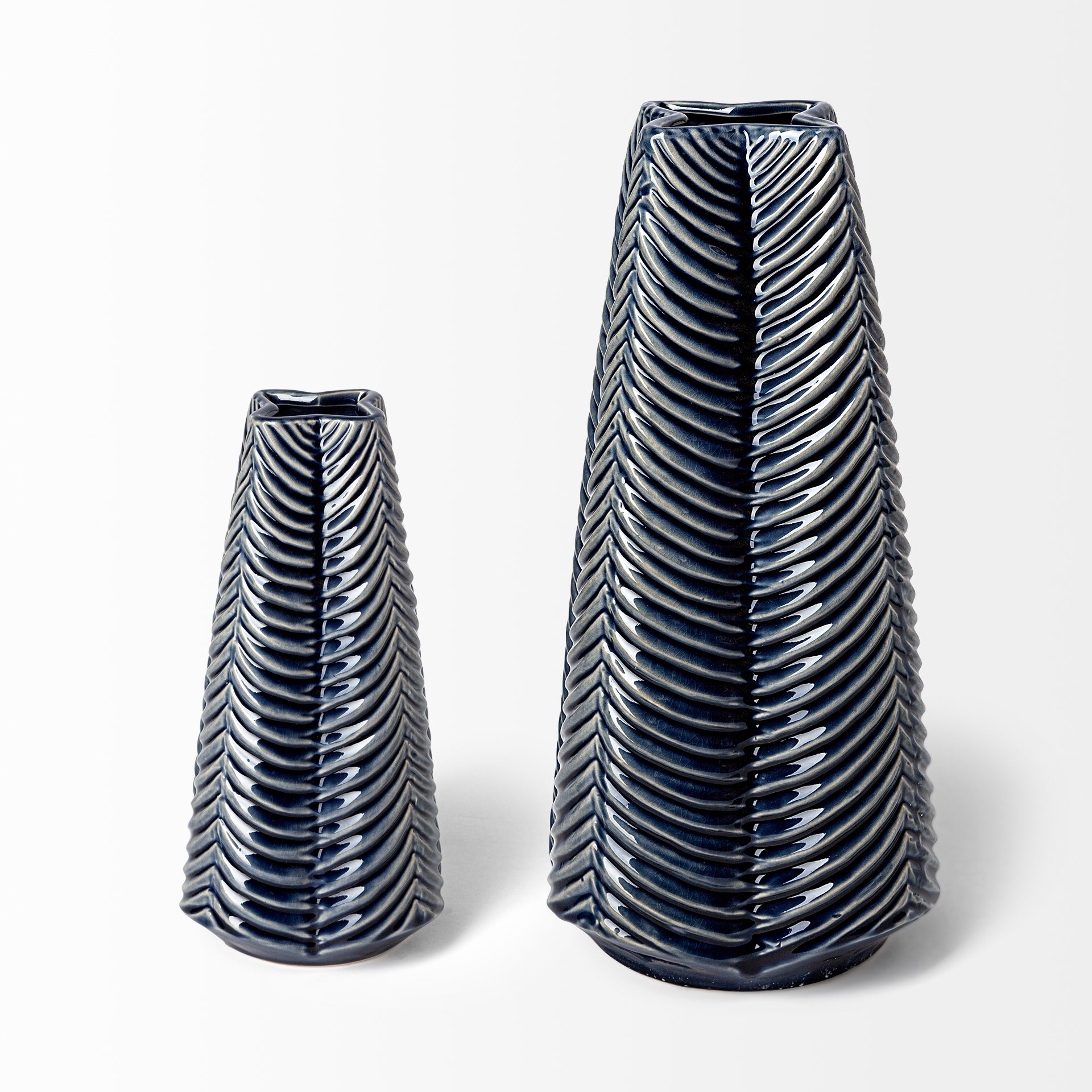 Bashir II Large Dark Navy Gloss Ceramic Vase - Central Designs